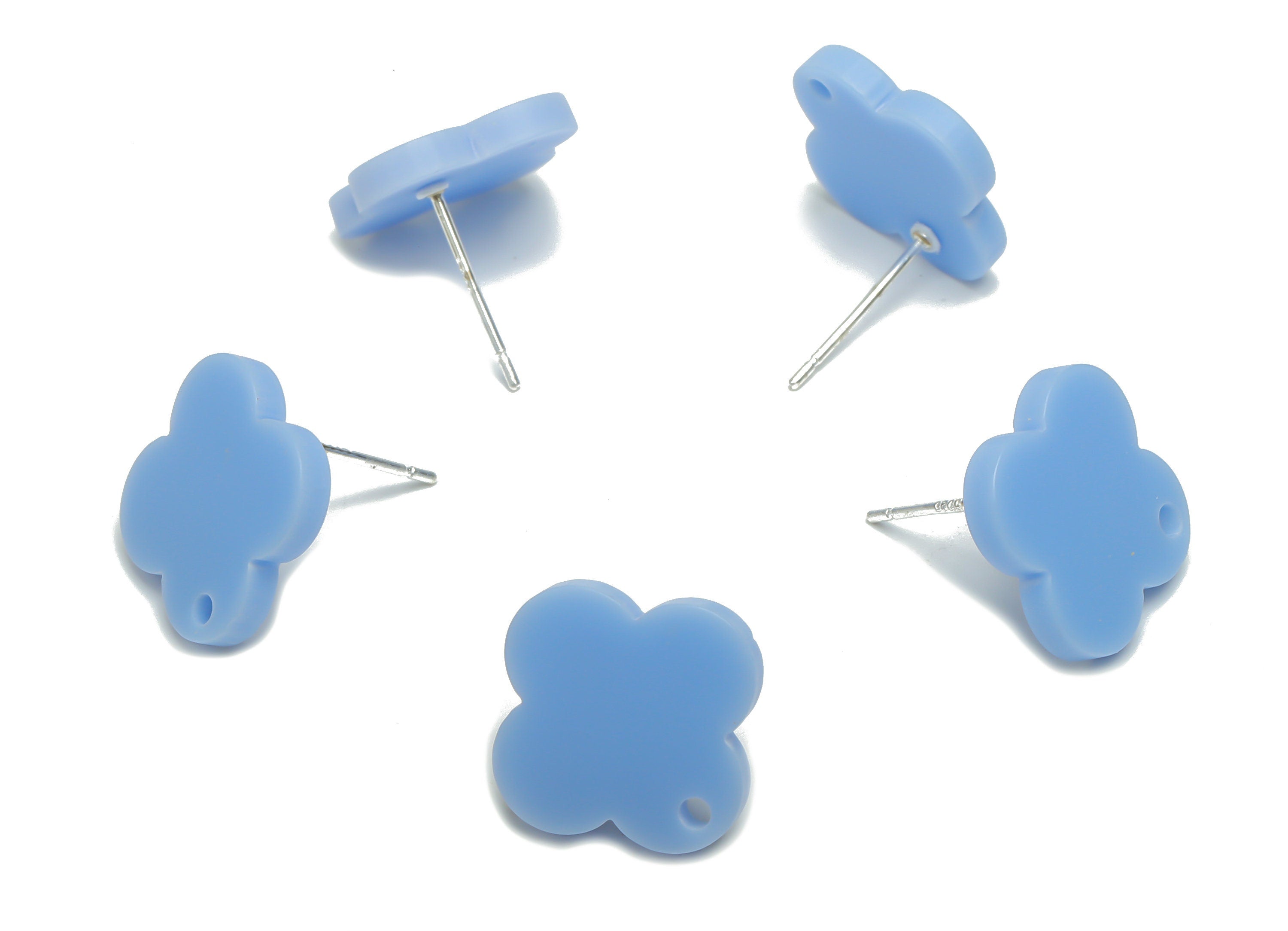 Acrylic Flower Earring Stud – Matte Acrylic Flower Post - Silver Plated Cupronickel Stud - Jewelry Supplies - 13.39x13.22x2.16mm - AC2423A - DOMEDBAZAAR