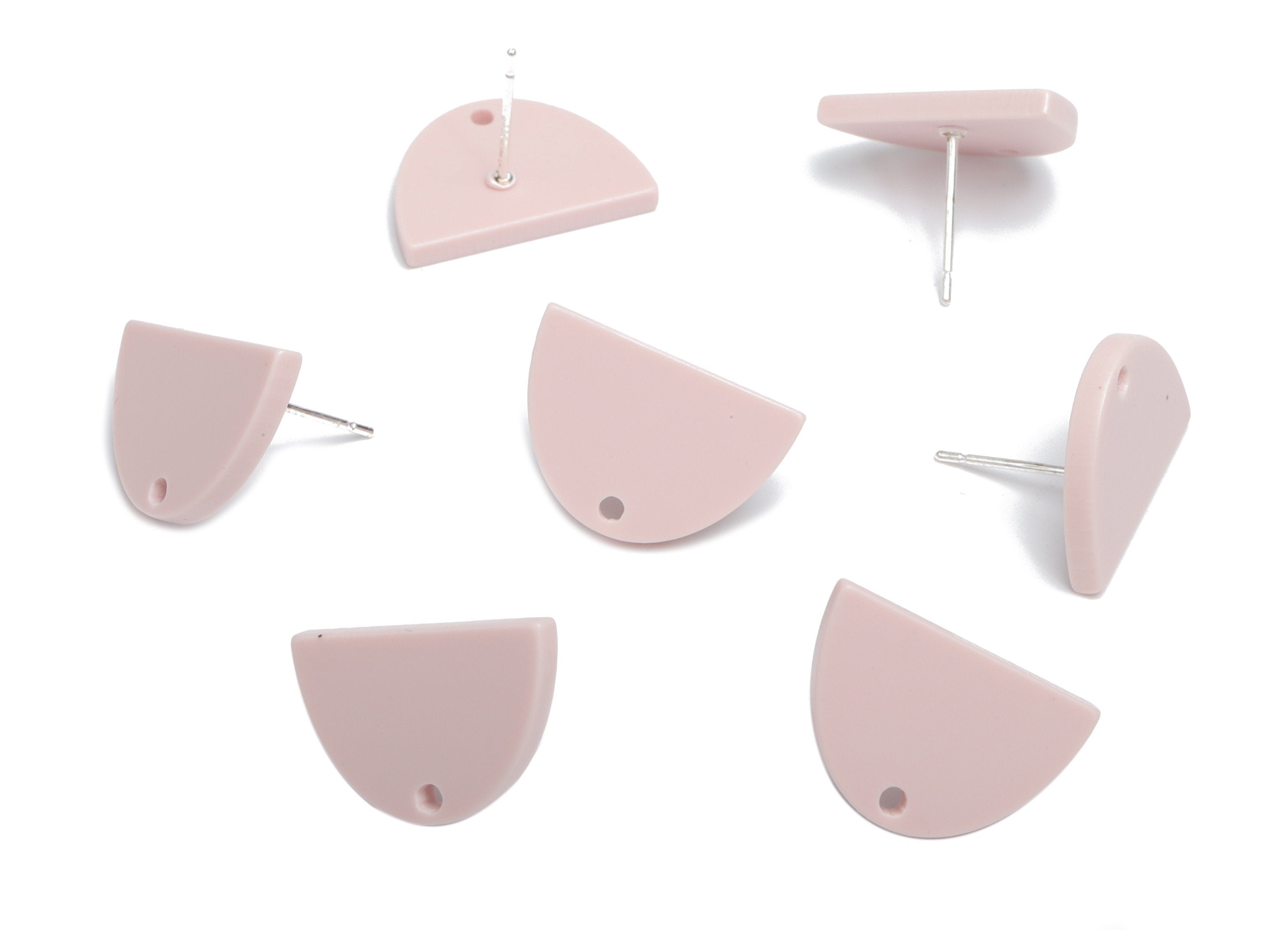 Acrylic Domed Earring Stud – Matte Acrylic D Earring Post - Silver Plated Cupronickel Stud - Jewelry Supplies - 16.61x16.51x2.12mm - AC2427F - DOMEDBAZAAR