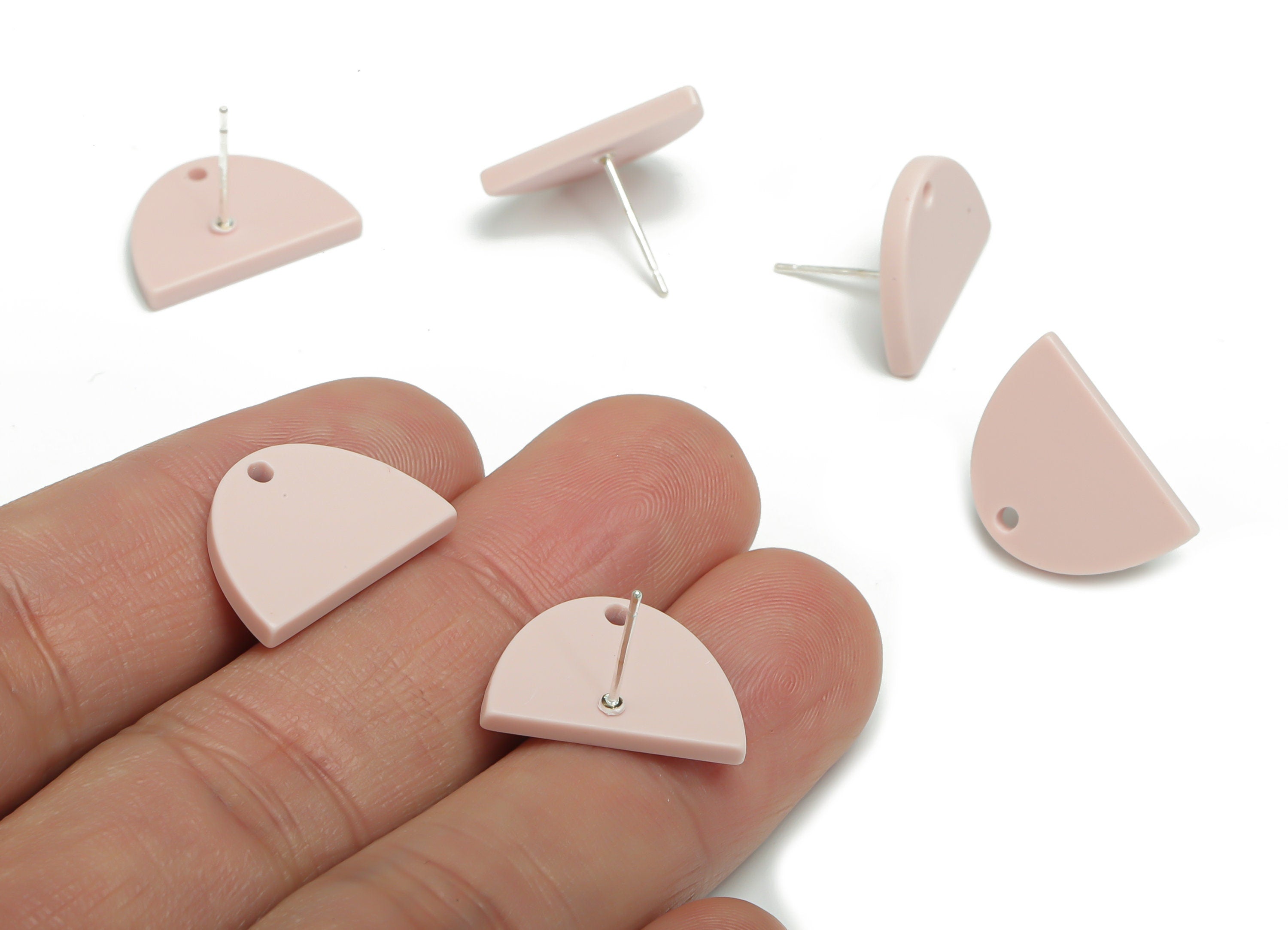 Acrylic Domed Earring Stud – Matte Acrylic D Earring Post - Silver Plated Cupronickel Stud - Jewelry Supplies - 16.61x16.51x2.12mm - AC2427F - DOMEDBAZAAR