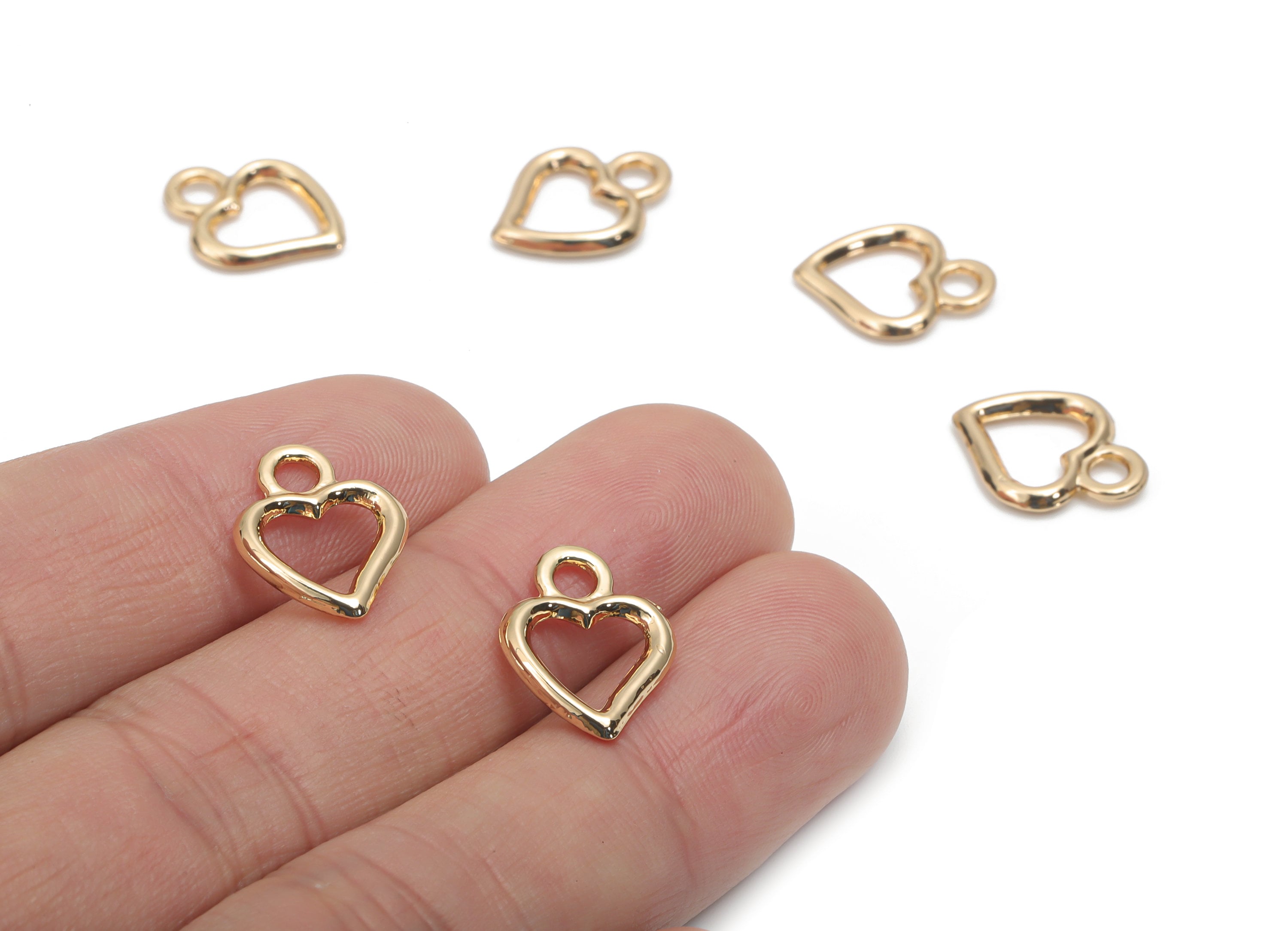 Zinc Alloy Hollow Heart Earring Charms - Alloy Heart Pendant - Gold Tone Plated Alloy - Jewelry Making Supplies - 15.06x11.79x2.1mm - ZZ1994 - DOMEDBAZAAR