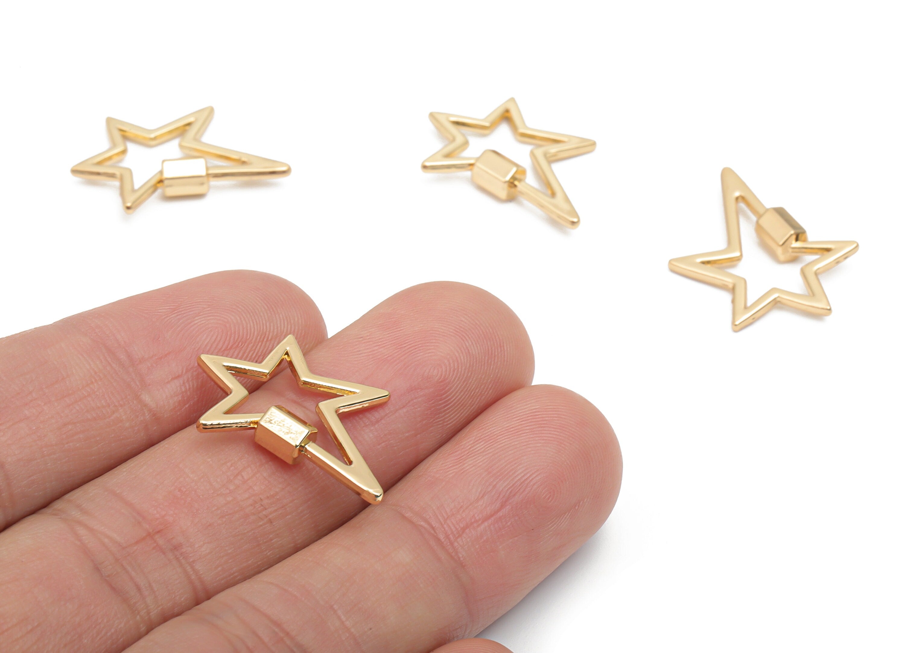 Alloy Five-pointed Star Earring Connector - Alloy Star Pendant - Gold Tone Plated Alloy - Jewelry Supplies - 22.68x20.23x4.35mm - ZZ2023 - DOMEDBAZAAR