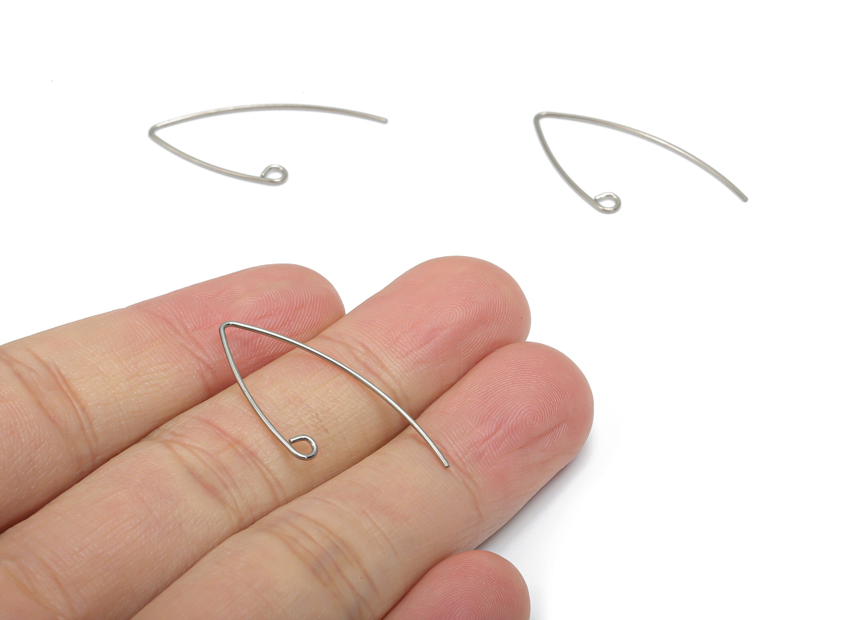Stainless Steel V Earring Wire - Stainless Steel V Ear Wire - Earring Findings - Jewelry Making Supplies - 31.22x14.56x0.64mm - SS1311 - DOMEDBAZAAR