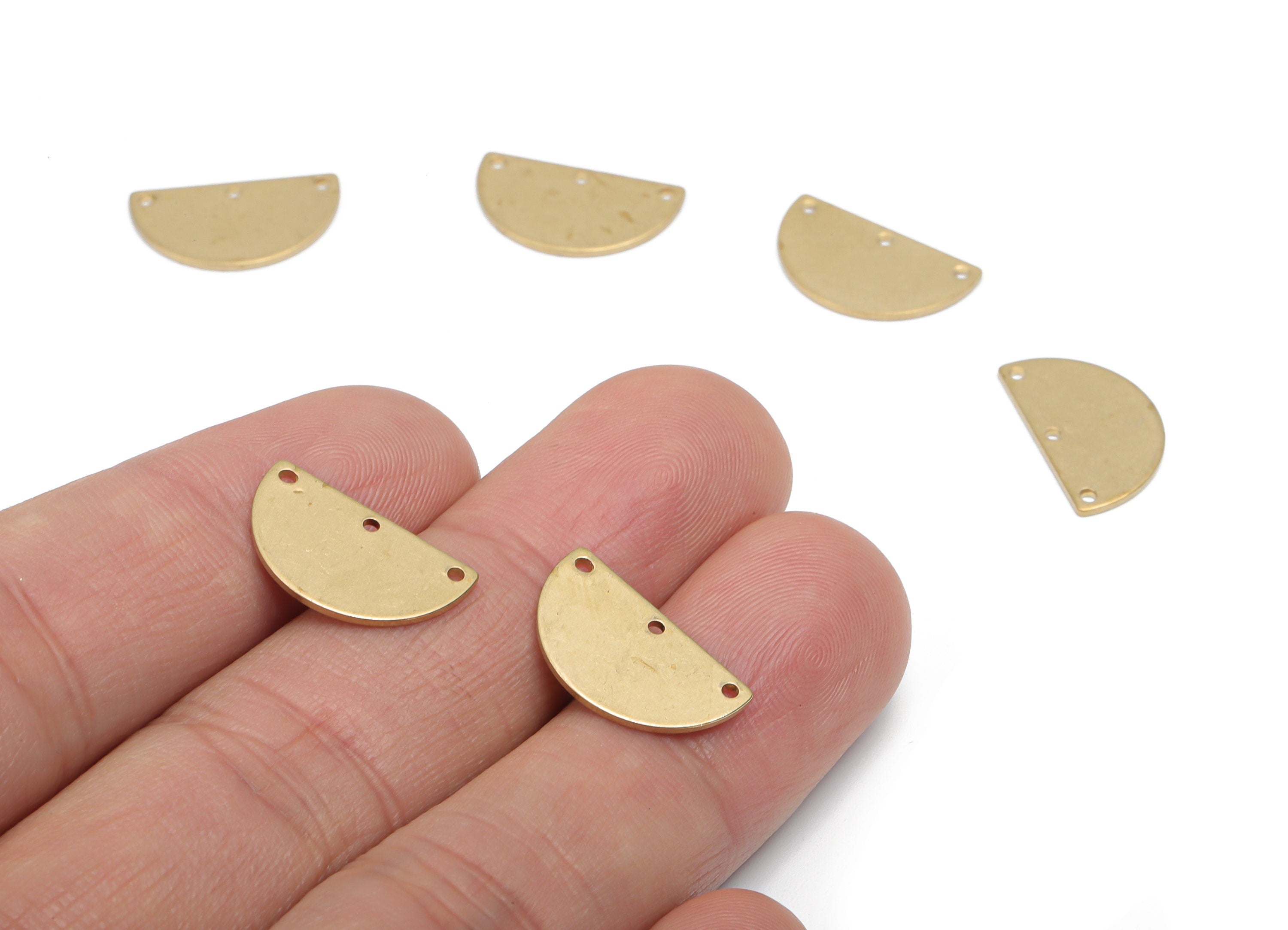 Personalized stamping blank - Brass Semicircle Earring Connector - Raw Brass Half Moon Charms and Pendant - 16.64x9.67x0.75mm - PP5123 - DOMEDBAZAAR