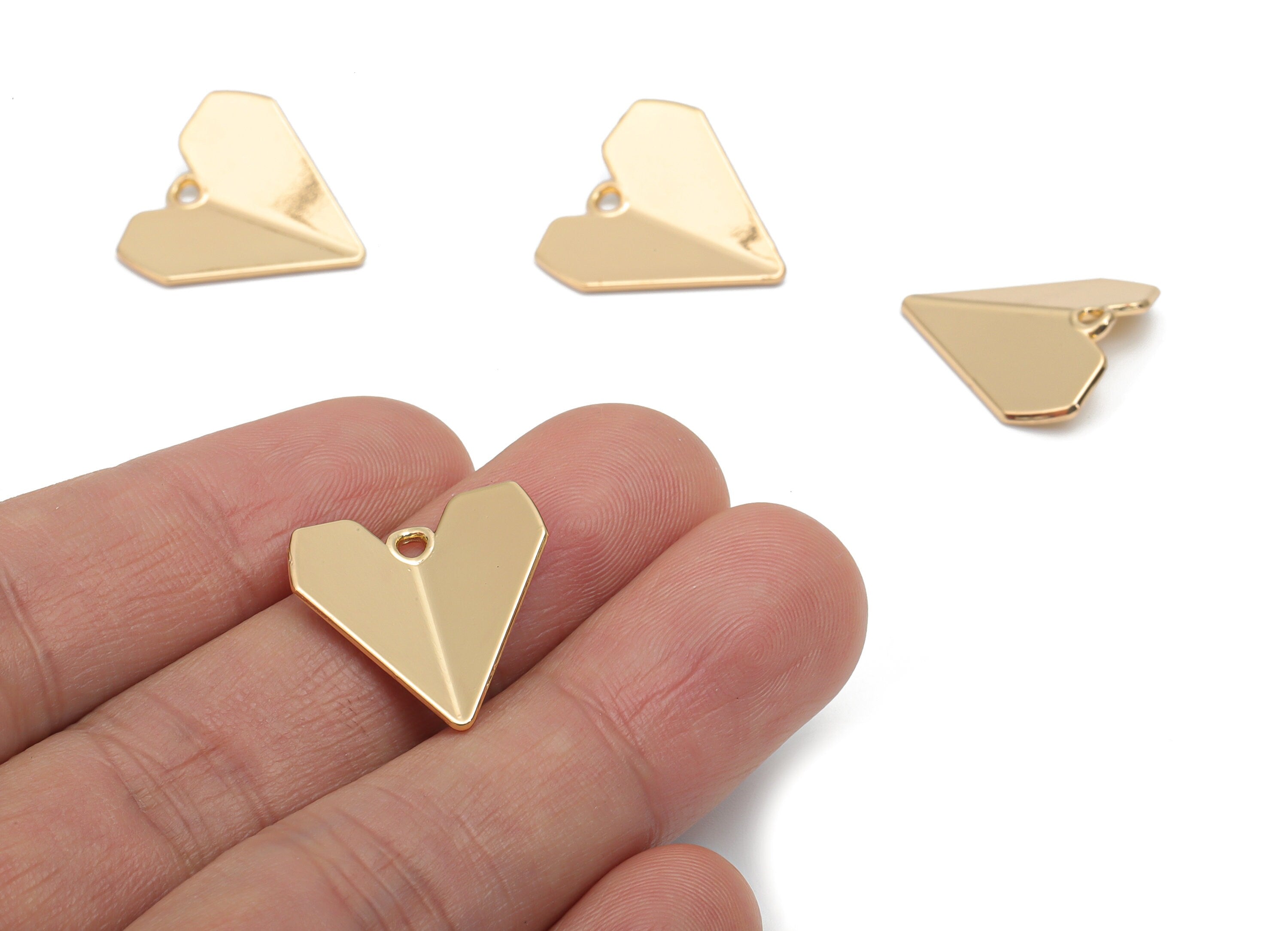 Alloy Heart Earring Charms - Alloy Heart Pendant - Gold Tone Plated Alloy - Jewelry Making Supplies - 20.2x19.08x1.08mm - ZZ2006 - DOMEDBAZAAR