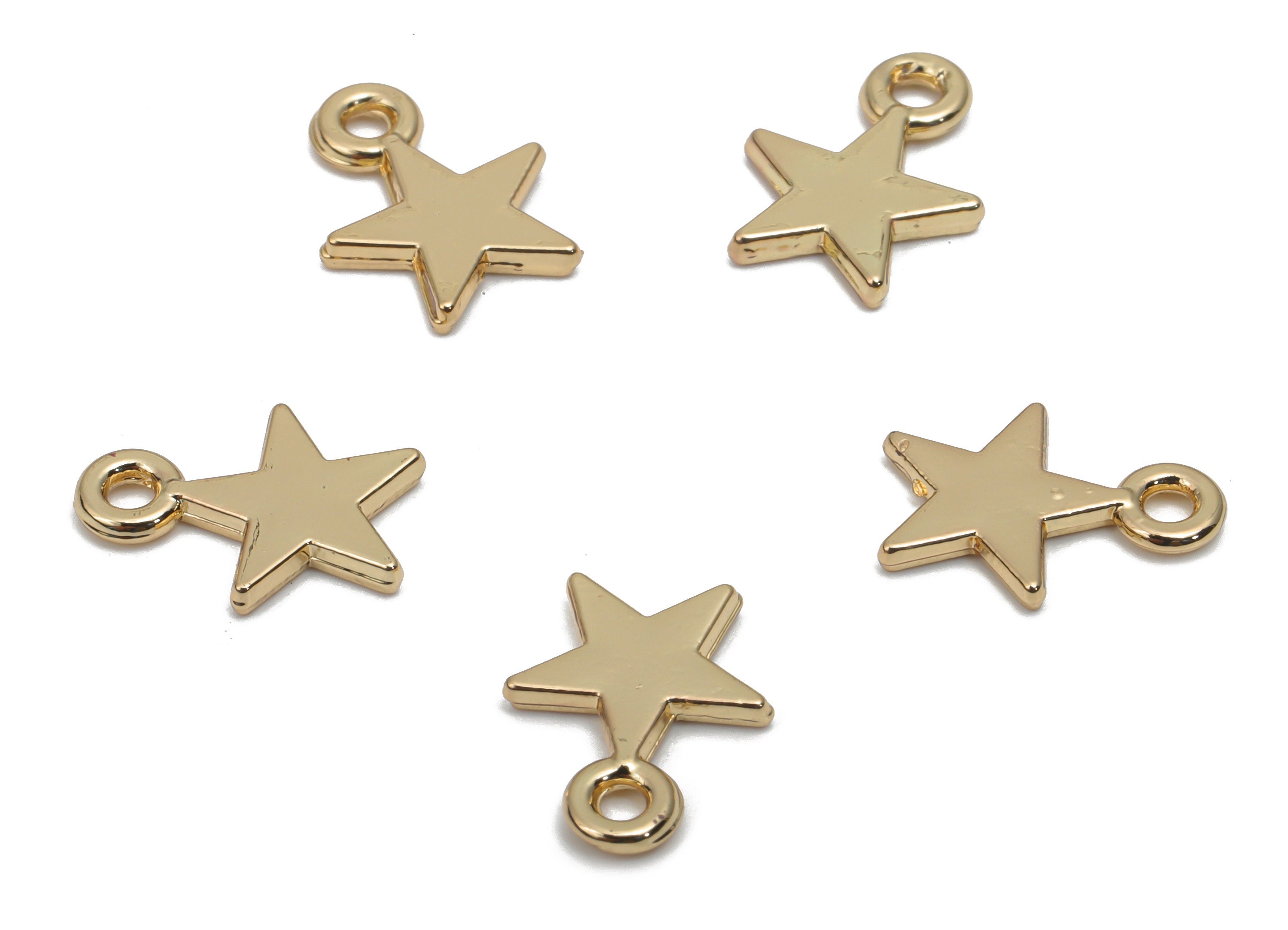 Alloy Star Earring Charms - Alloy Star Pendant - Gold Tone Plated Alloy - Jewelry Making Supplies - 12.97x9.67x1.46mm - ZZ2020 - DOMEDBAZAAR
