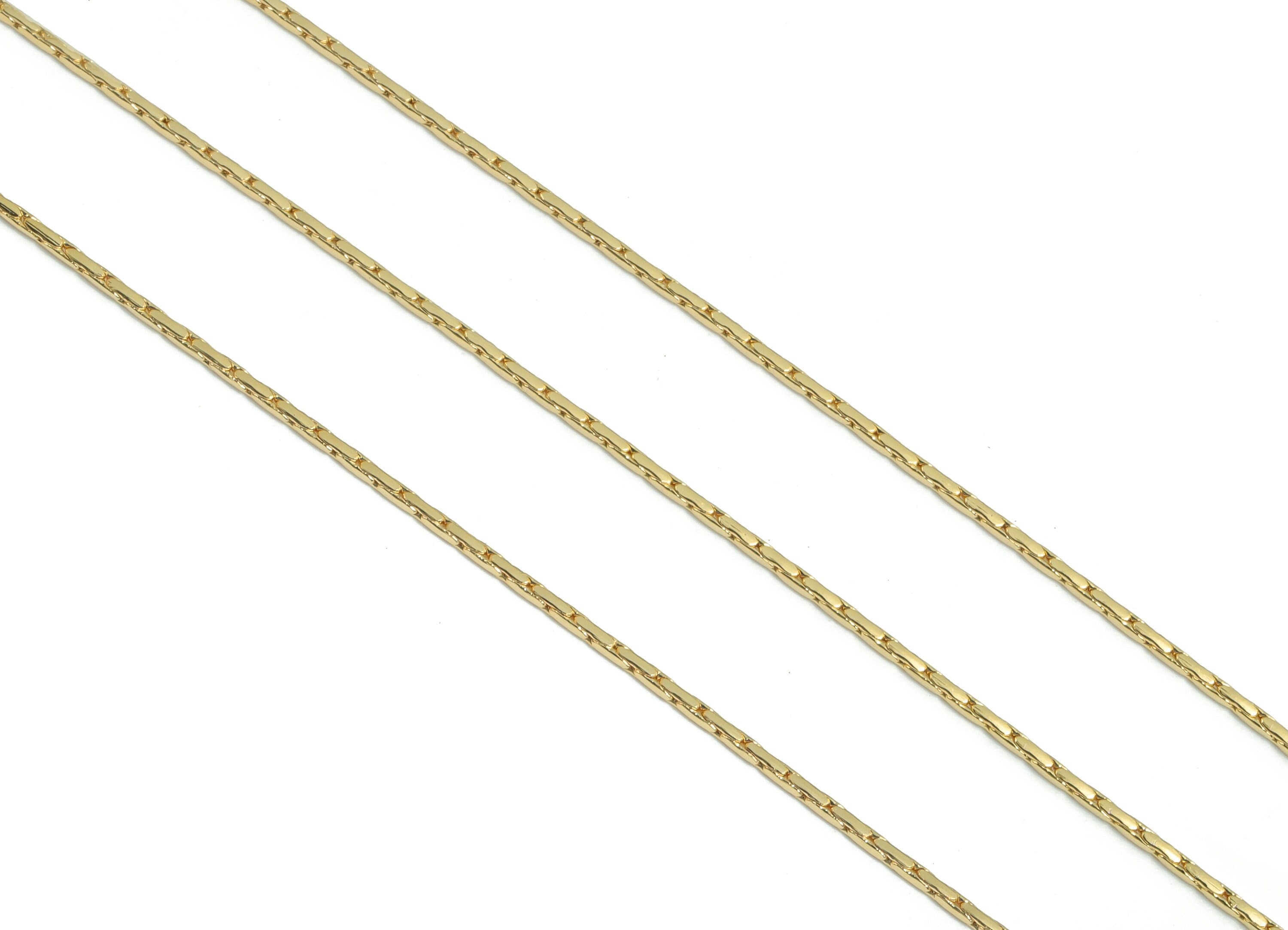 Tiny Snake Chain - 18K Real Gold Plated Brass Chain - Mini Snake Chain 0.04" - for Necklace Bracelet Earing Jewellery Making - RGP4293 - DOMEDBAZAAR
