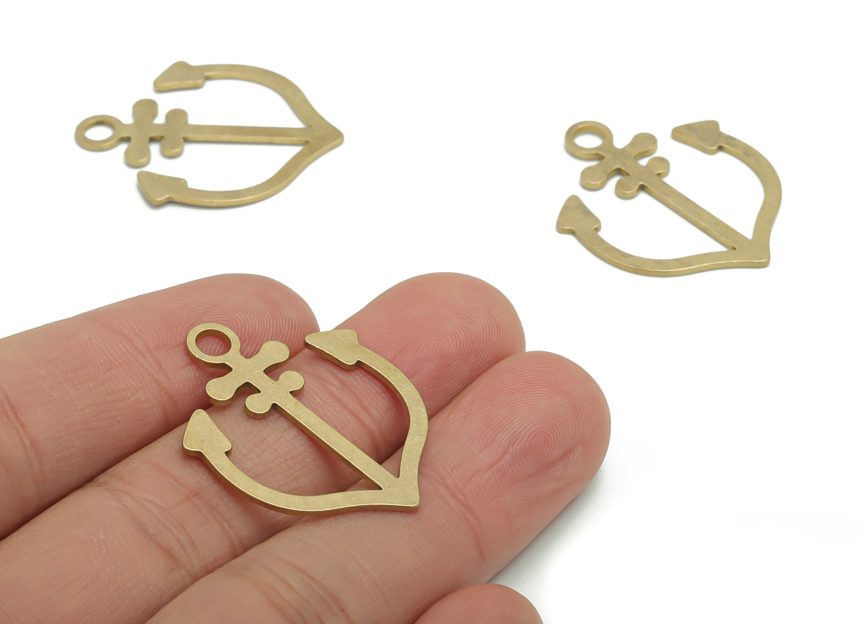 Brass Cross Anchor Earring Charms - Raw Brass Anchor Cross Pendant - DIY Jewelry Making Supplies - 31.78x25.62x0.9mm - PPA2066 - DOMEDBAZAAR