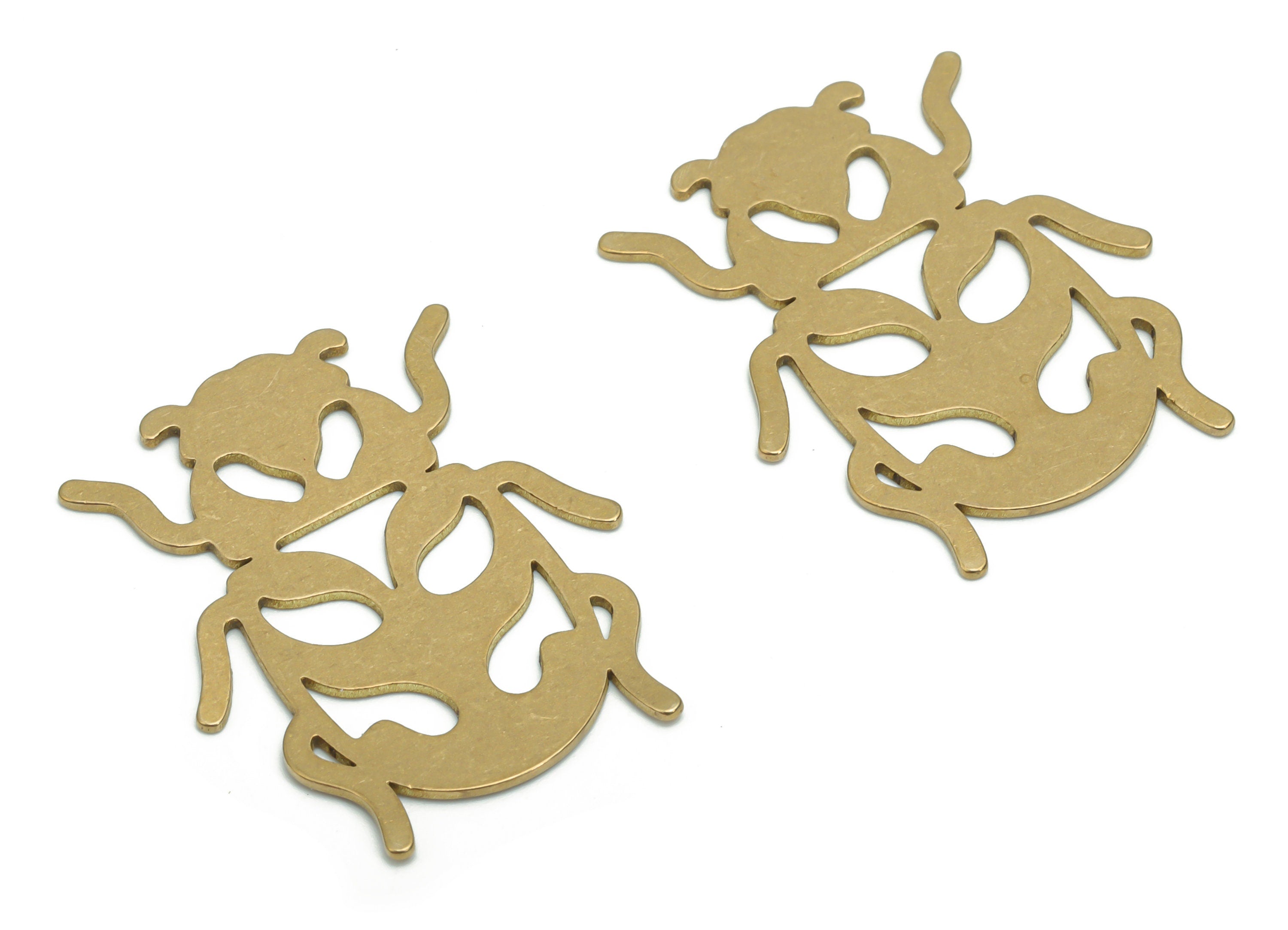 Brass Beetle Earring Charms - Raw Brass Insect Pendant - Jewelry Making Supplies - 29.64x23.49x0.67mm - PPA0305 - DOMEDBAZAAR