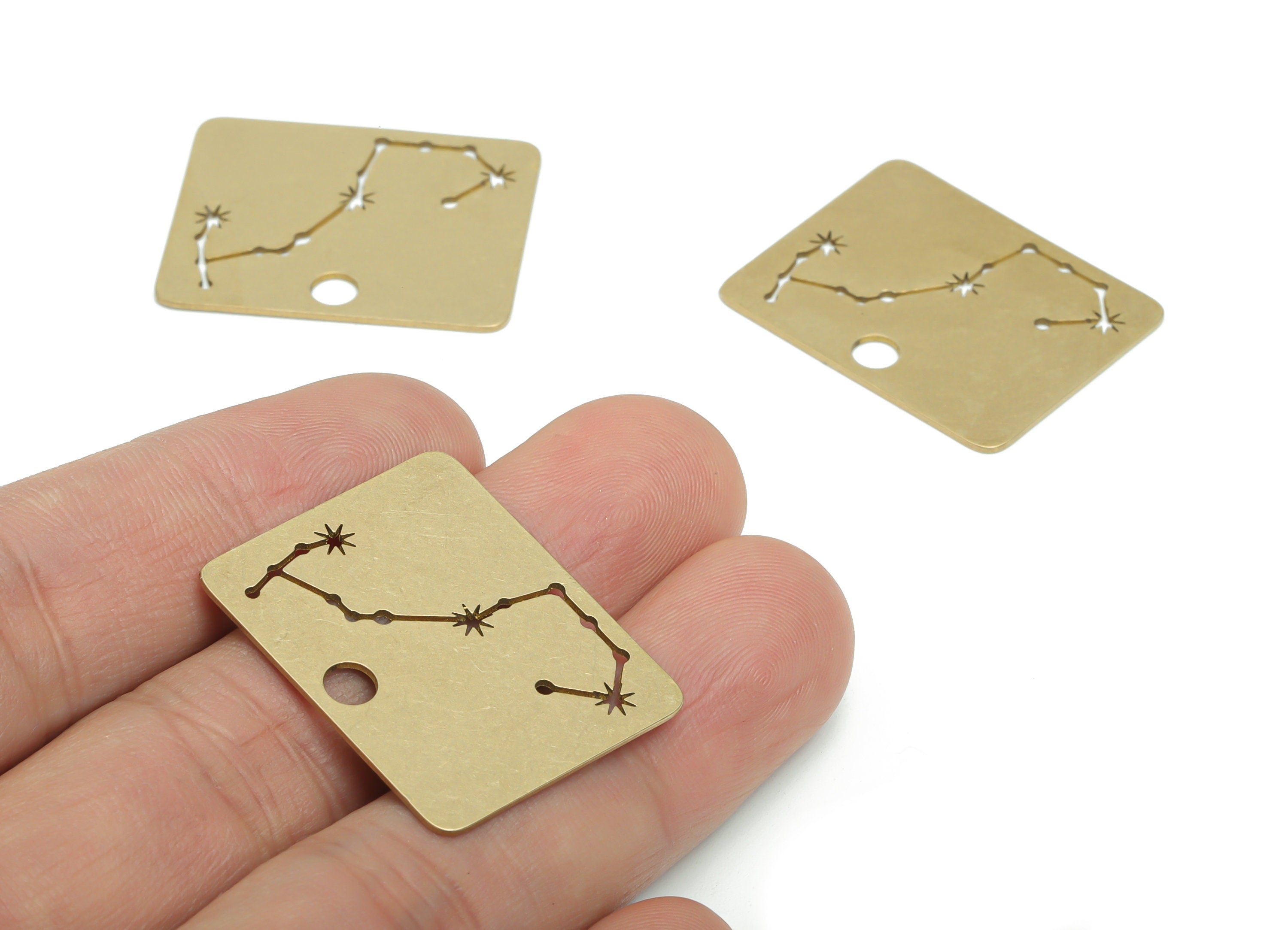 Brass Rectangle Planet Star Map Earring Charms - Raw Brass Constellation Star Pendant - Jewelry Making Supplies - 29.88x24.1x0.6mm - PPA2140 - DOMEDBAZAAR