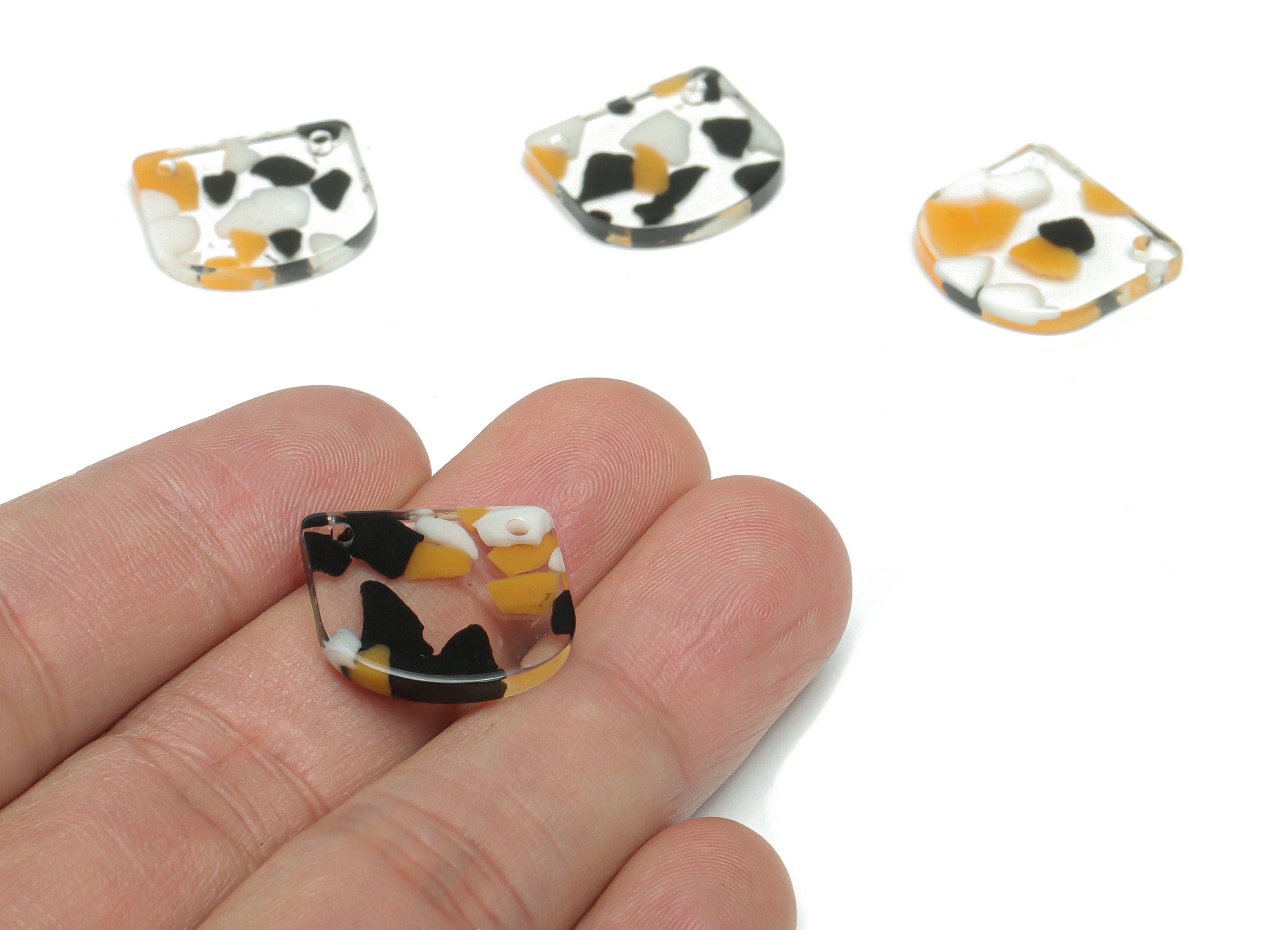 Acrylic Mini Domed Earring Connectors - Acrylic D Charms and Pendant - Jewelry Supplies - Color Code:A825 - 18.42x16.74x2.55mm - AC2445-A825 - DOMEDBAZAAR