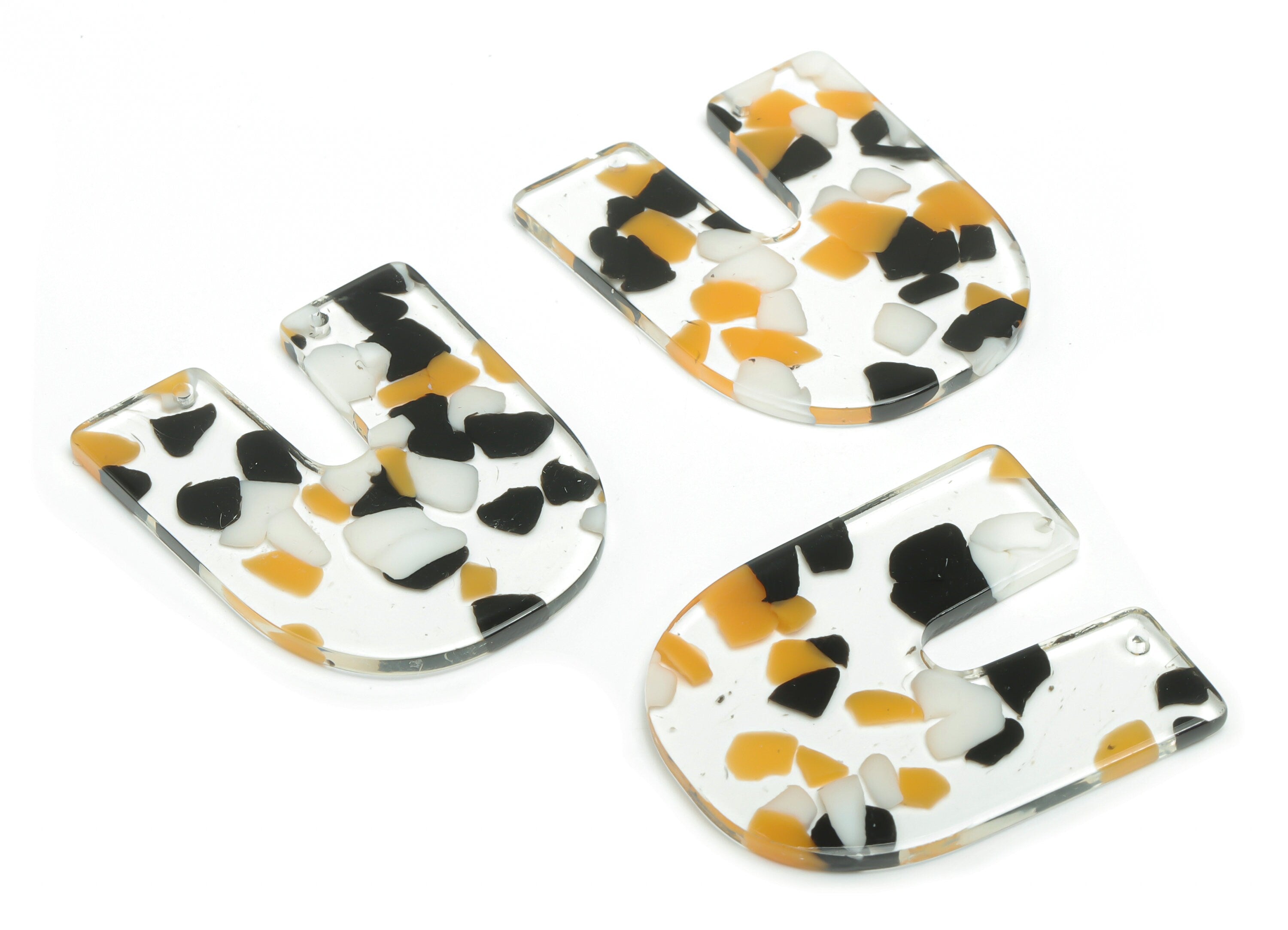 Acrylic Domed Earring Connectors - Acrylic U Charms and Pendant - Jewelry Making Supplies - Color Code:A825 - 37.94x31.9x2.5mm - AC2442-A825 - DOMEDBAZAAR