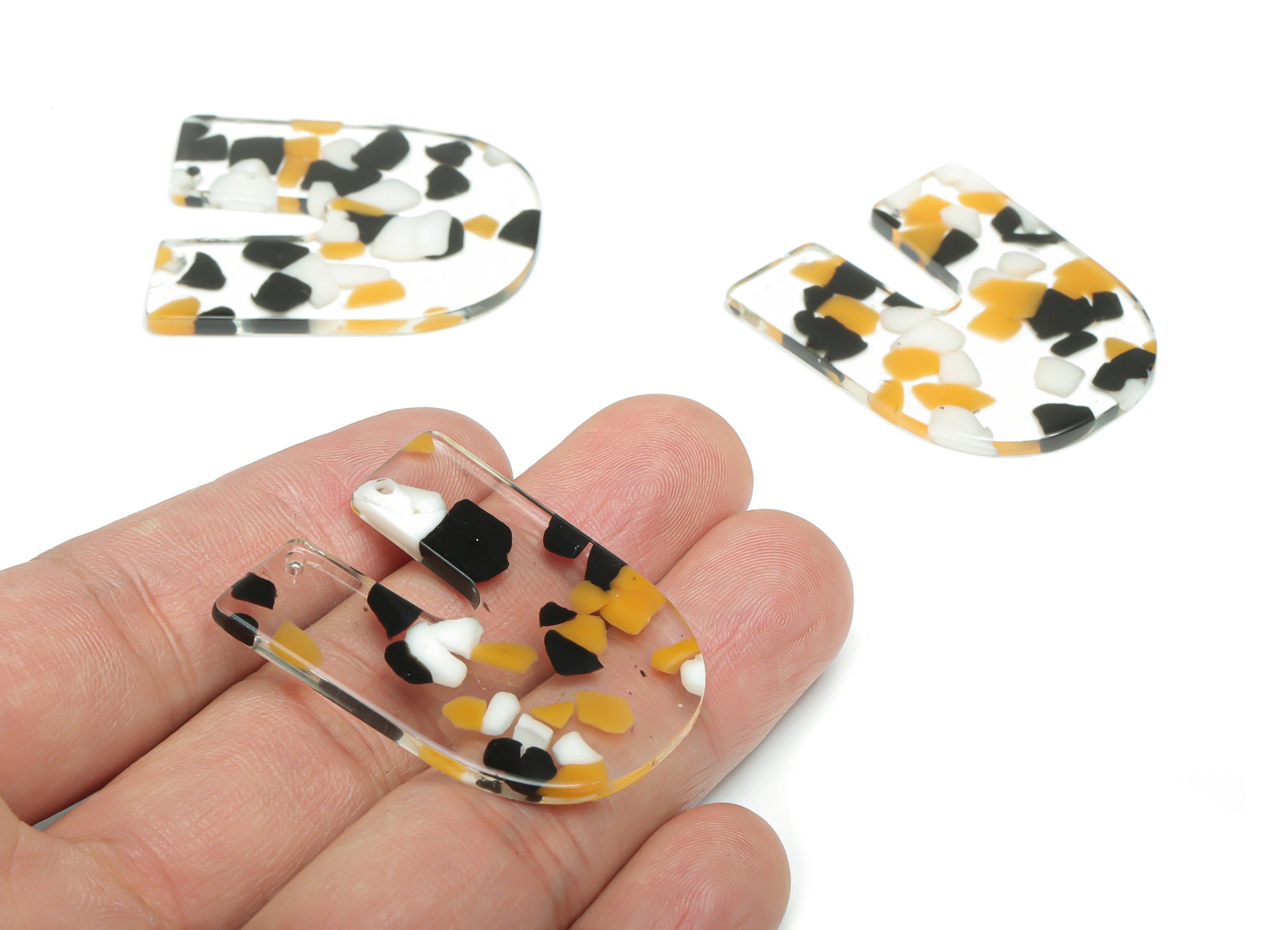 Acrylic Domed Earring Connectors - Acrylic U Charms and Pendant - Jewelry Making Supplies - Color Code:A825 - 37.94x31.9x2.5mm - AC2442-A825 - DOMEDBAZAAR