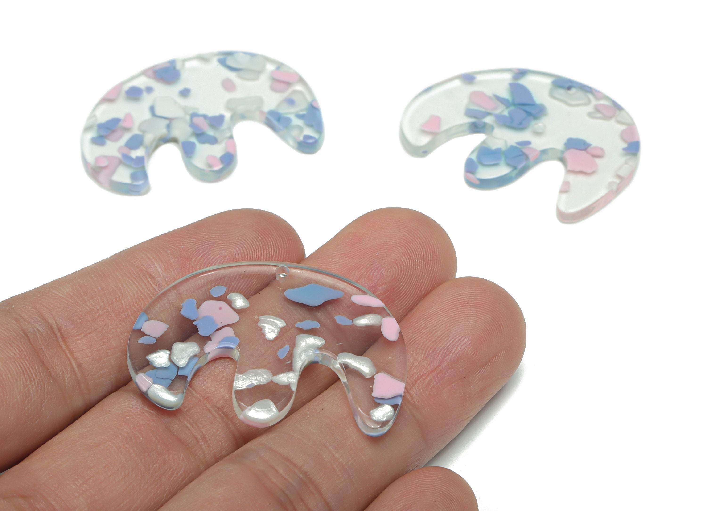 Acrylic Jellyfish E Earring Charms - Acrylic Geometry Pendant - Jewelry Making Supplies - Color Code: A823 - 37.91x27.97x2.98mm- AC2440-A823 - DOMEDBAZAAR