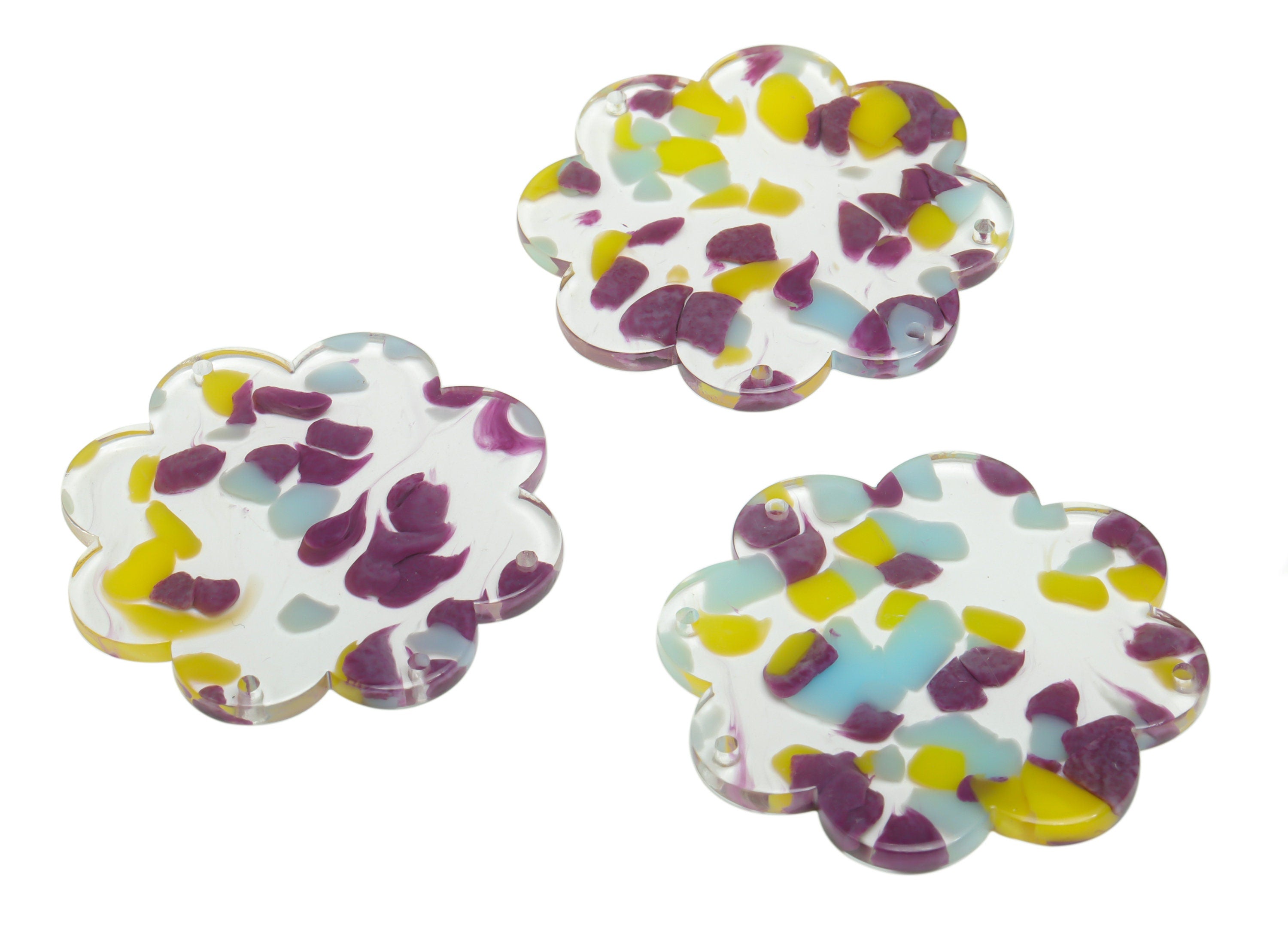 Acrylic Flower Cloud Earring Connectors - Acrylic Flower Cloud Pendant - Jewelry Supplies - Color Code:A822 - 39.67x39.6x2.5mm - AC2439-A822 - DOMEDBAZAAR