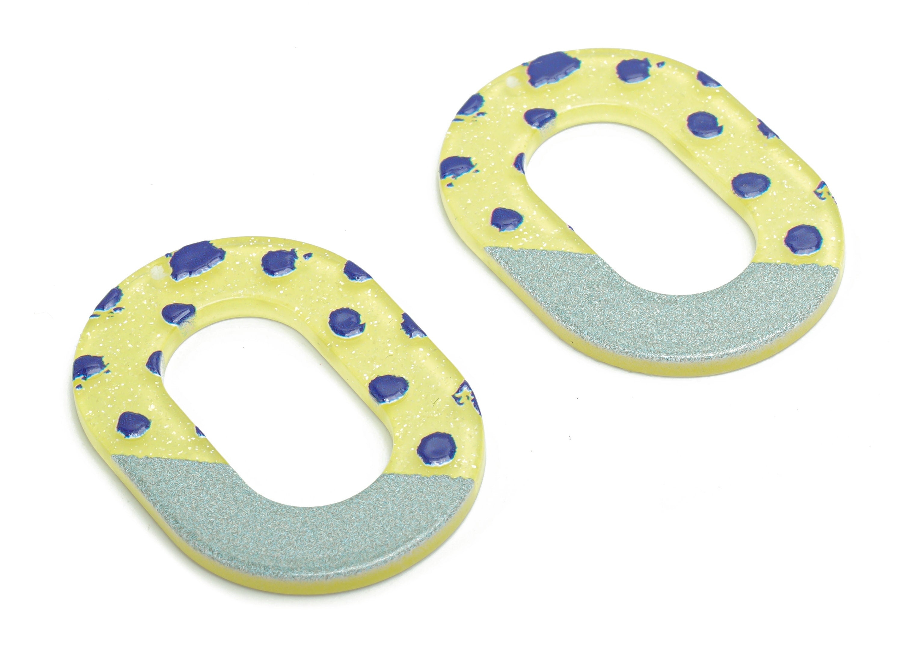 Acrylic Bubble Oval Earring Charms - Acrylic Bubble Oval Pendant - Printing Textured - Jewelry Making Supplies - 39.59x28.34x2.3mm - AC2454J - DOMEDBAZAAR