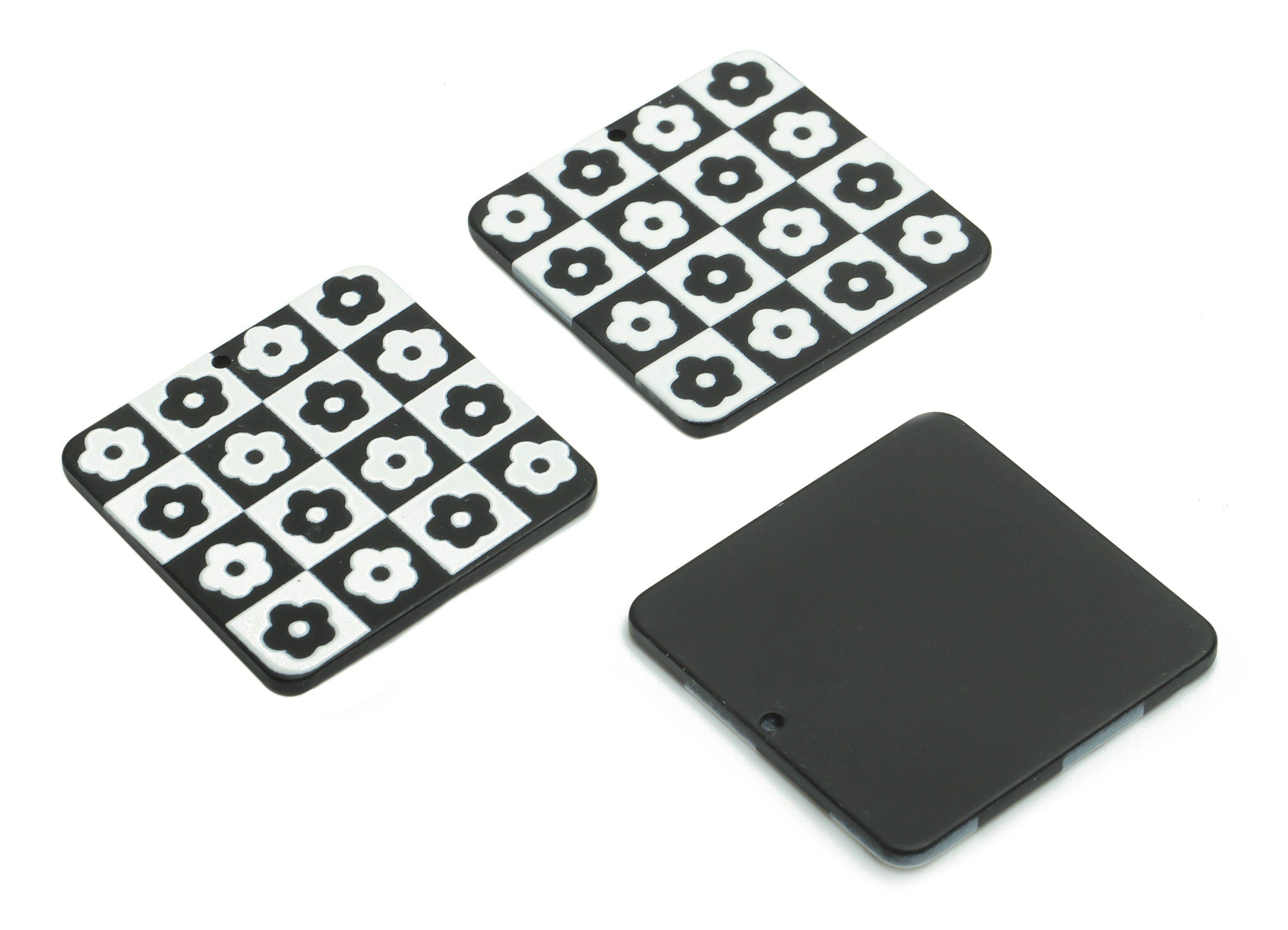 Acrylic Square Flower Earring Charms - Acrylic Flower Square Pendant - Printing Textured - Jewelry Supplies - 34.65x34.48mx2.29mm - AC2455C - DOMEDBAZAAR