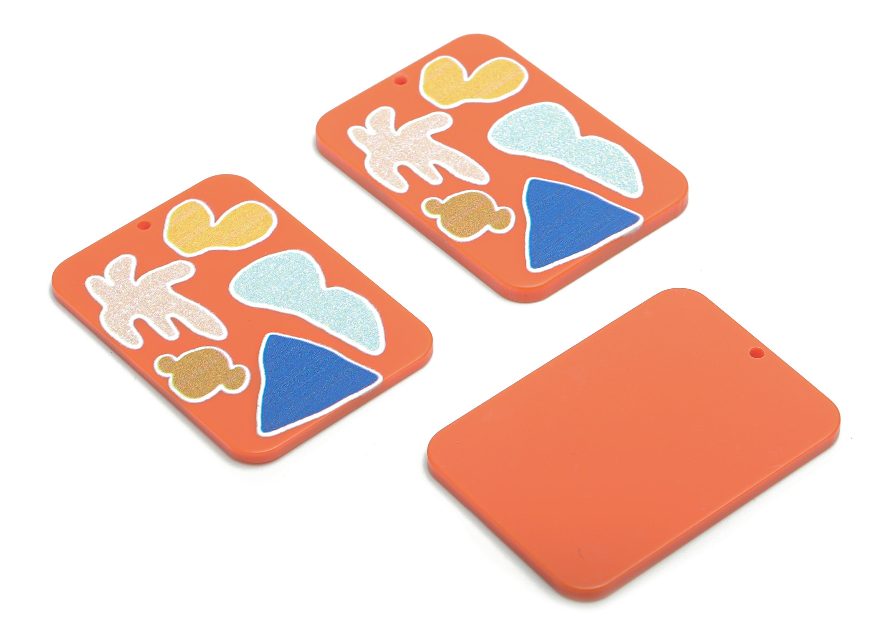 Acrylic Rectangle Candy Cloud Earring Charms - Acrylic Triangle Rectangle Pendant - Printing Textured - 41.62x29.45x2mm - AC2456A - DOMEDBAZAAR