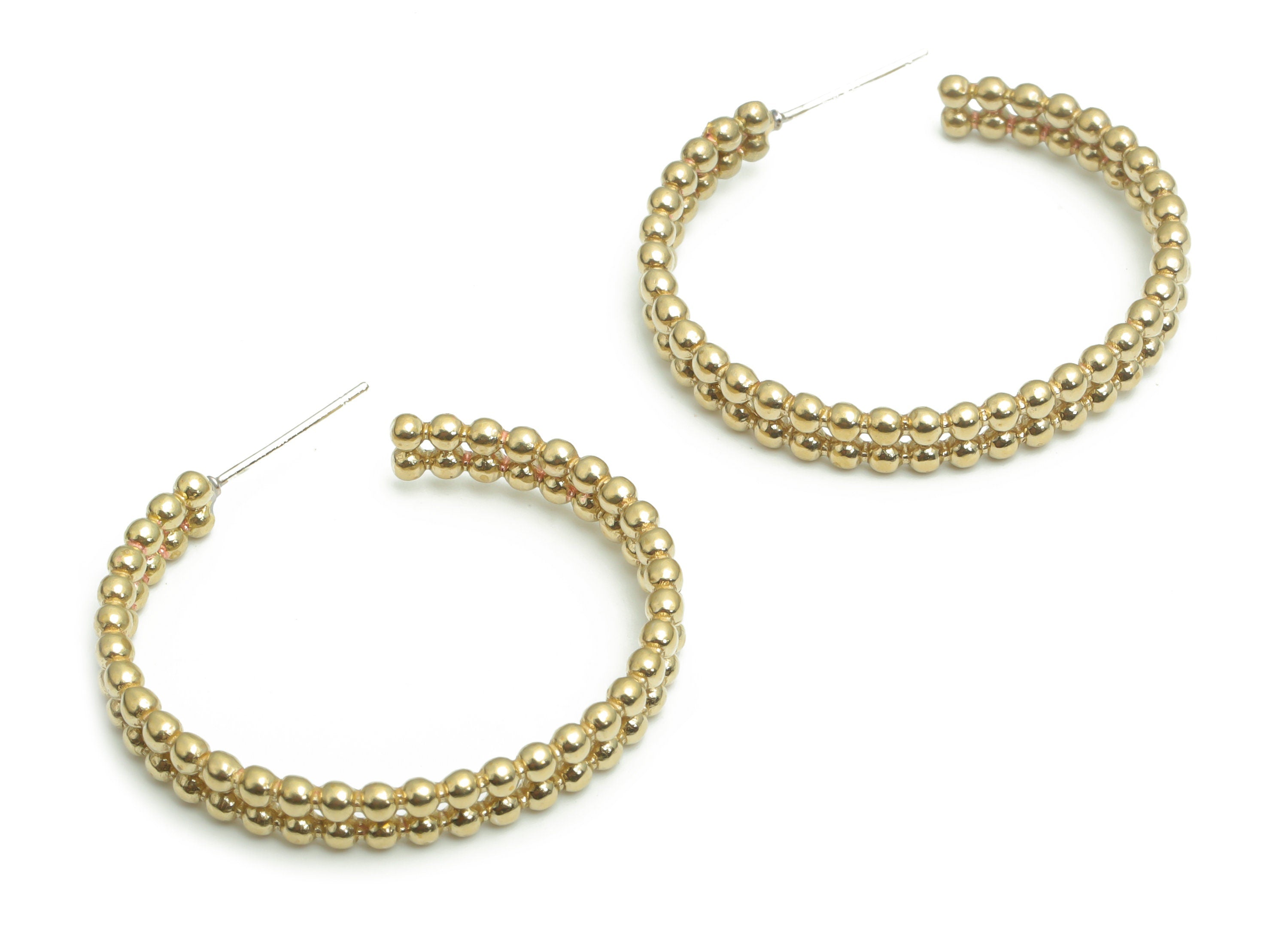 Brass C Beads Earring Stud - Raw Brass C Beads Post - Open Hoop Stud - Silver Plated Cupronickel - Jewelry Supplies - 32.9x28.9x2.3mm-PP5142 - DOMEDBAZAAR