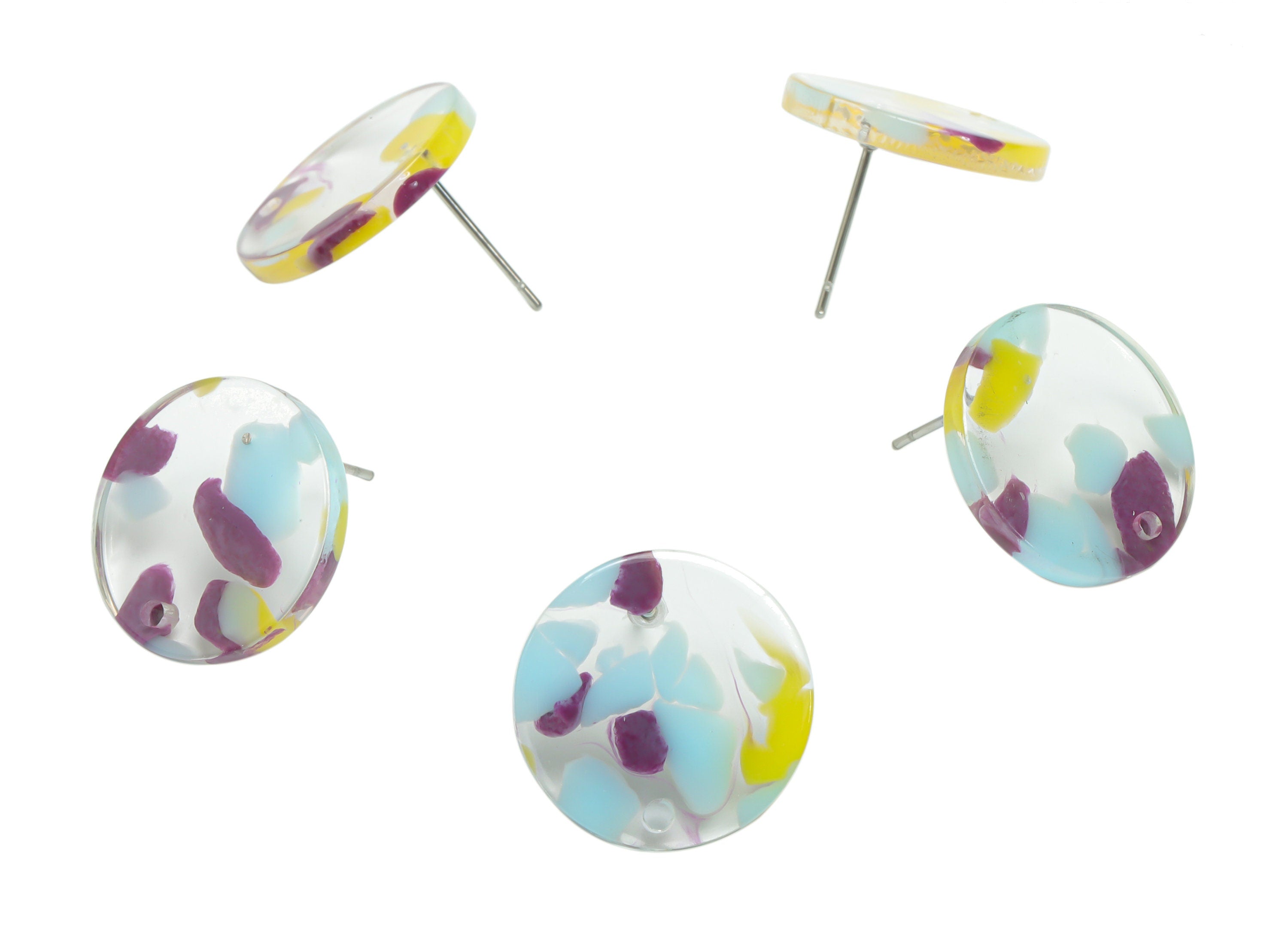 Acrylic Round Earring Stud – Acrylic Circle Post - 316 Surgical Stainless Steel Stud - Color Code: A822 - 17.78x17.75x2.61mm - AC2450-A822 - DOMEDBAZAAR