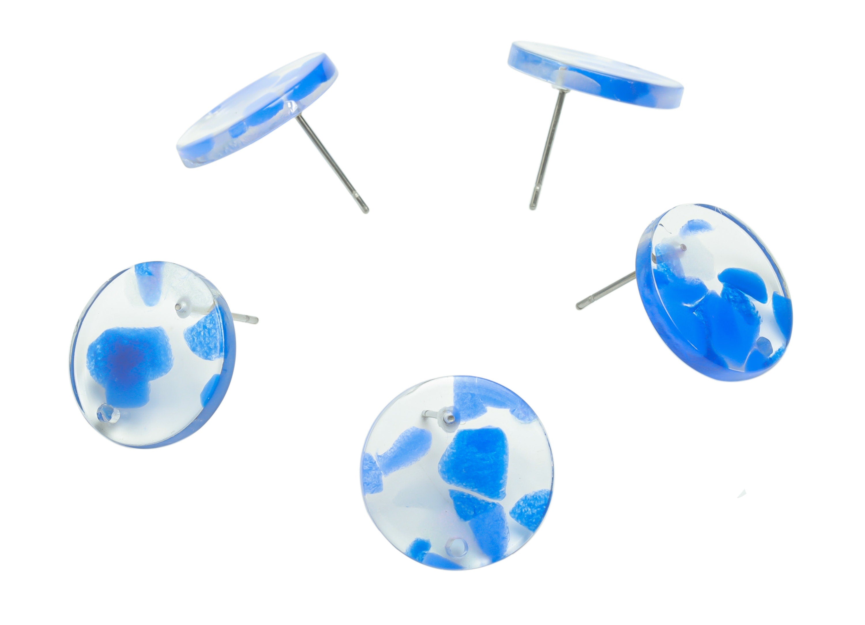 Acrylic Round Earring Stud – Acrylic Circle Post - 316 Surgical Stainless Steel Stud - Color Code: A827 - 16.79x16.66x2.54mm - AC2451-A827 - DOMEDBAZAAR