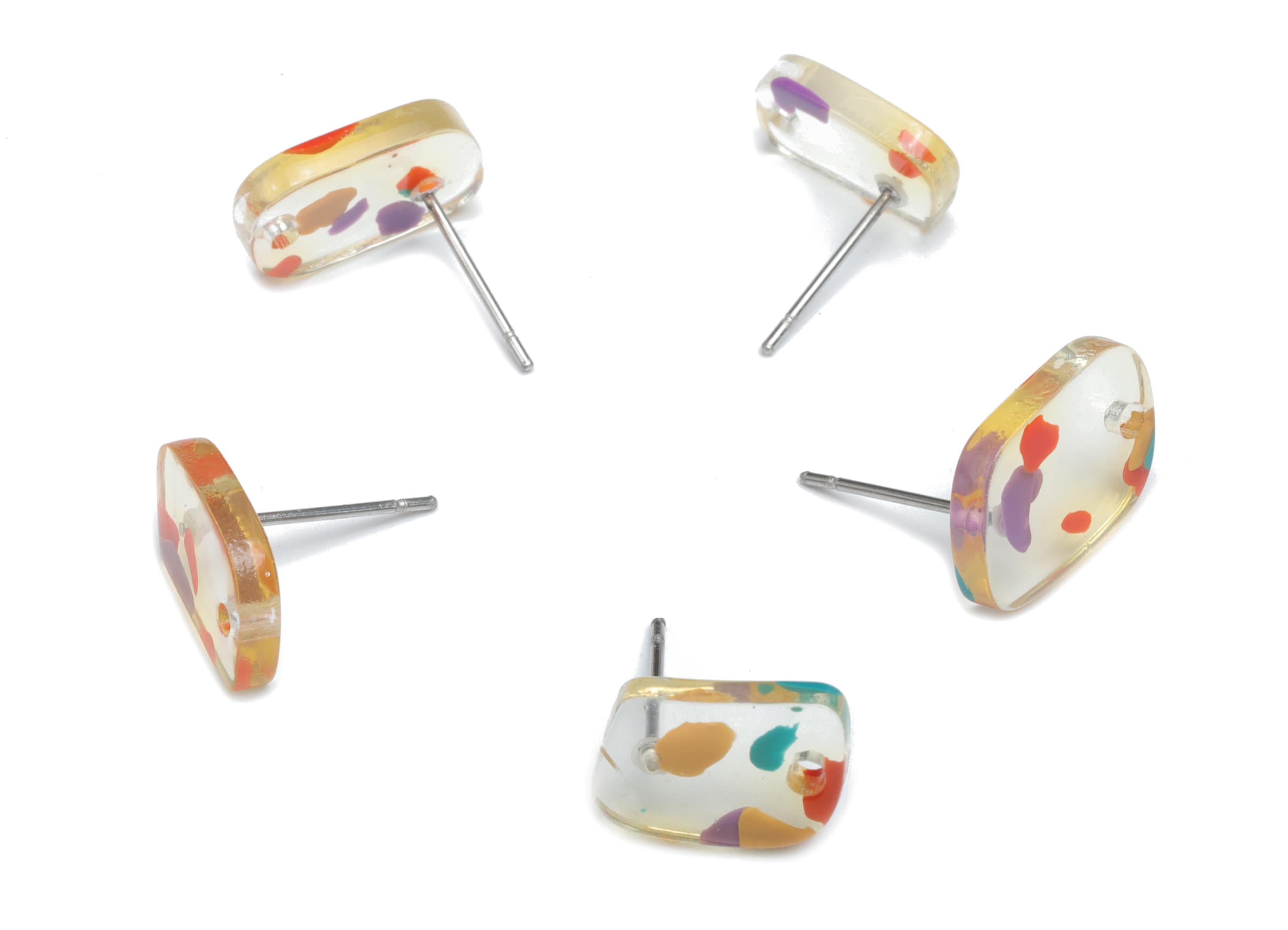 Acrylic Irregular Earring Stud – Acrylic Geometry Post - 316 Surgical Stainless Steel - Color Code: A826 - 11.82x8.44x2.47mm - AC2452-A826 - DOMEDBAZAAR