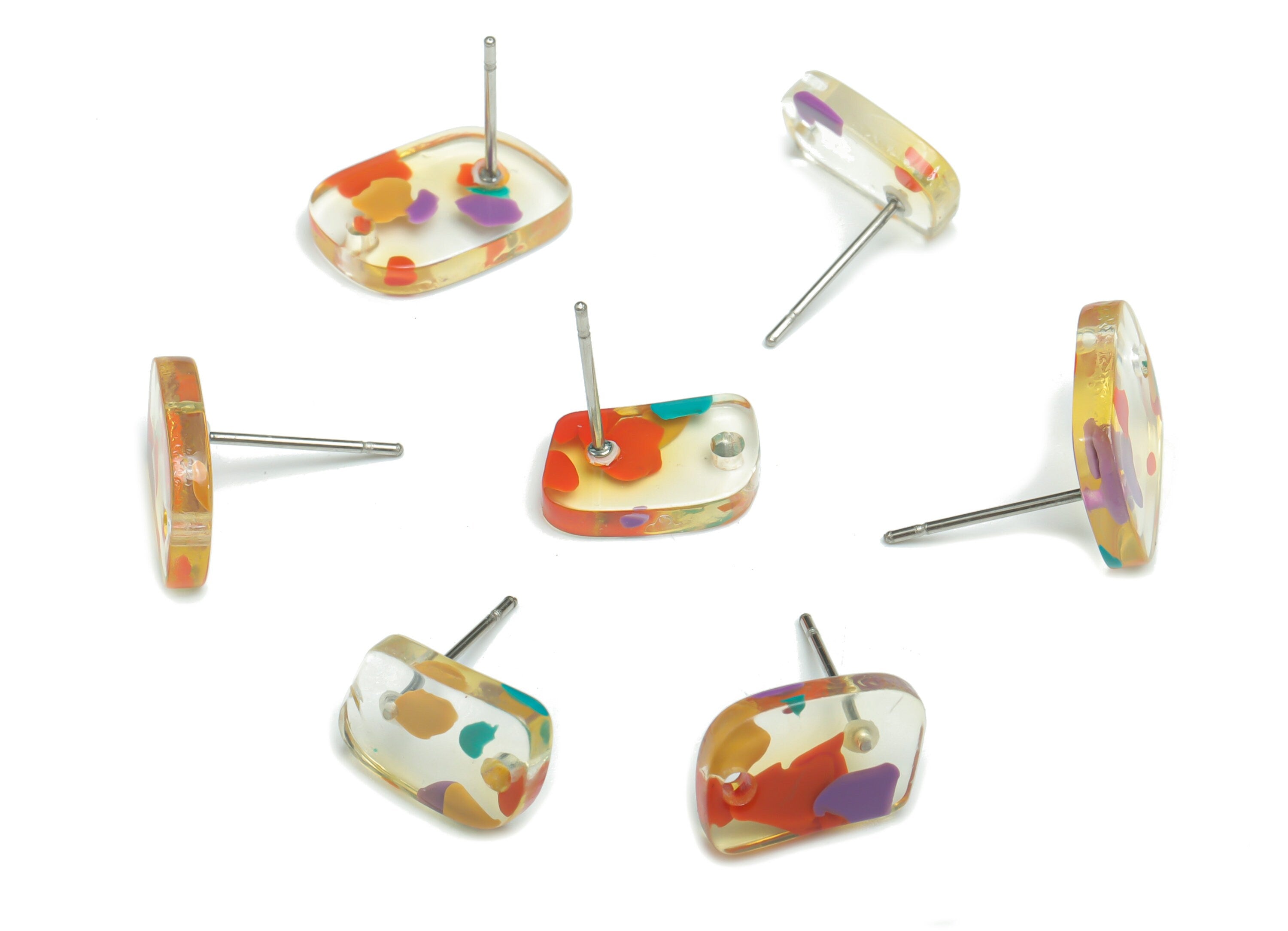 Acrylic Irregular Earring Stud – Acrylic Geometry Post - 316 Surgical Stainless Steel - Color Code: A826 - 11.82x8.44x2.47mm - AC2452-A826 - DOMEDBAZAAR