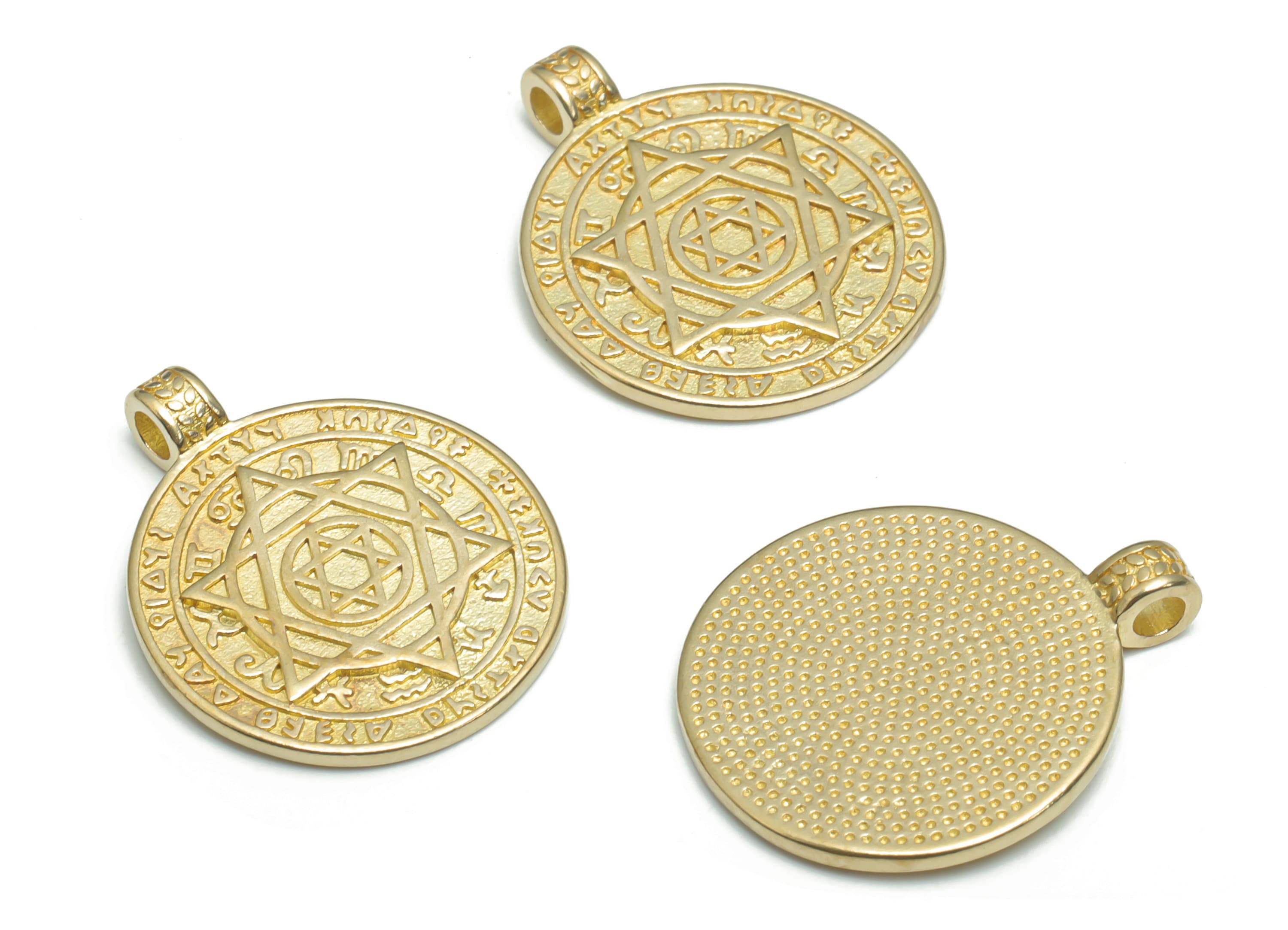 Brass Round Planet Earring Charms - Raw Brass Circle Star Pendant - DIY Jewelry Making Supplies - 21.42x17.72x1.63mm - PP5157 - DOMEDBAZAAR