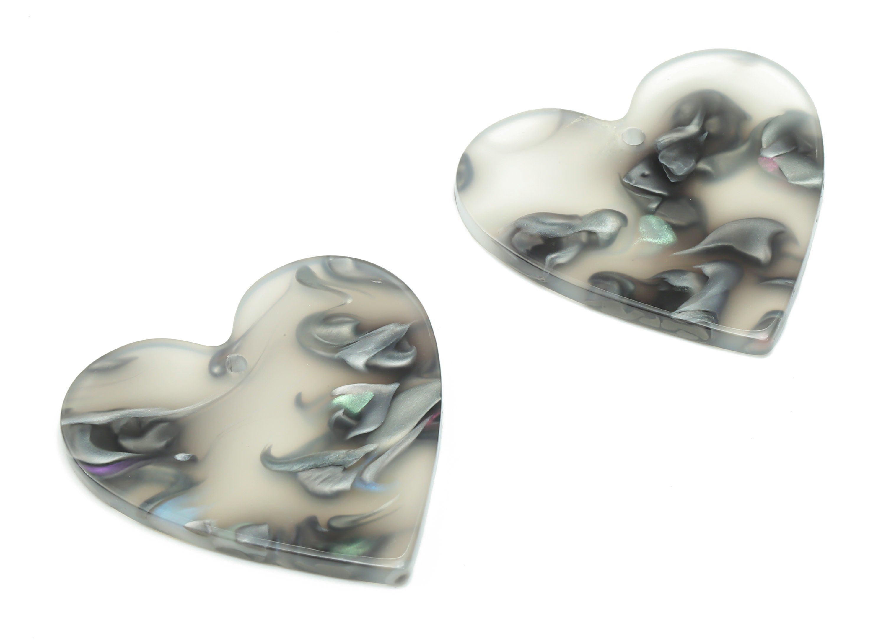 Acrylic Heart Earring Charms - Acrylic Heart Pendant - Jewelry Making Supplies - Color Code: A828 - 31.66x31.05x2.68mm - AC1431-A828 - DOMEDBAZAAR