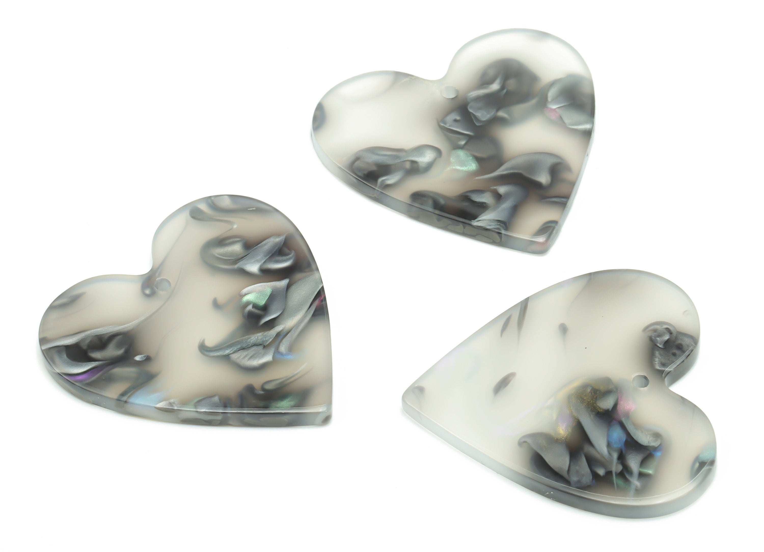 Acrylic Heart Earring Charms - Acrylic Heart Pendant - Jewelry Making Supplies - Color Code: A828 - 31.66x31.05x2.68mm - AC1431-A828 - DOMEDBAZAAR