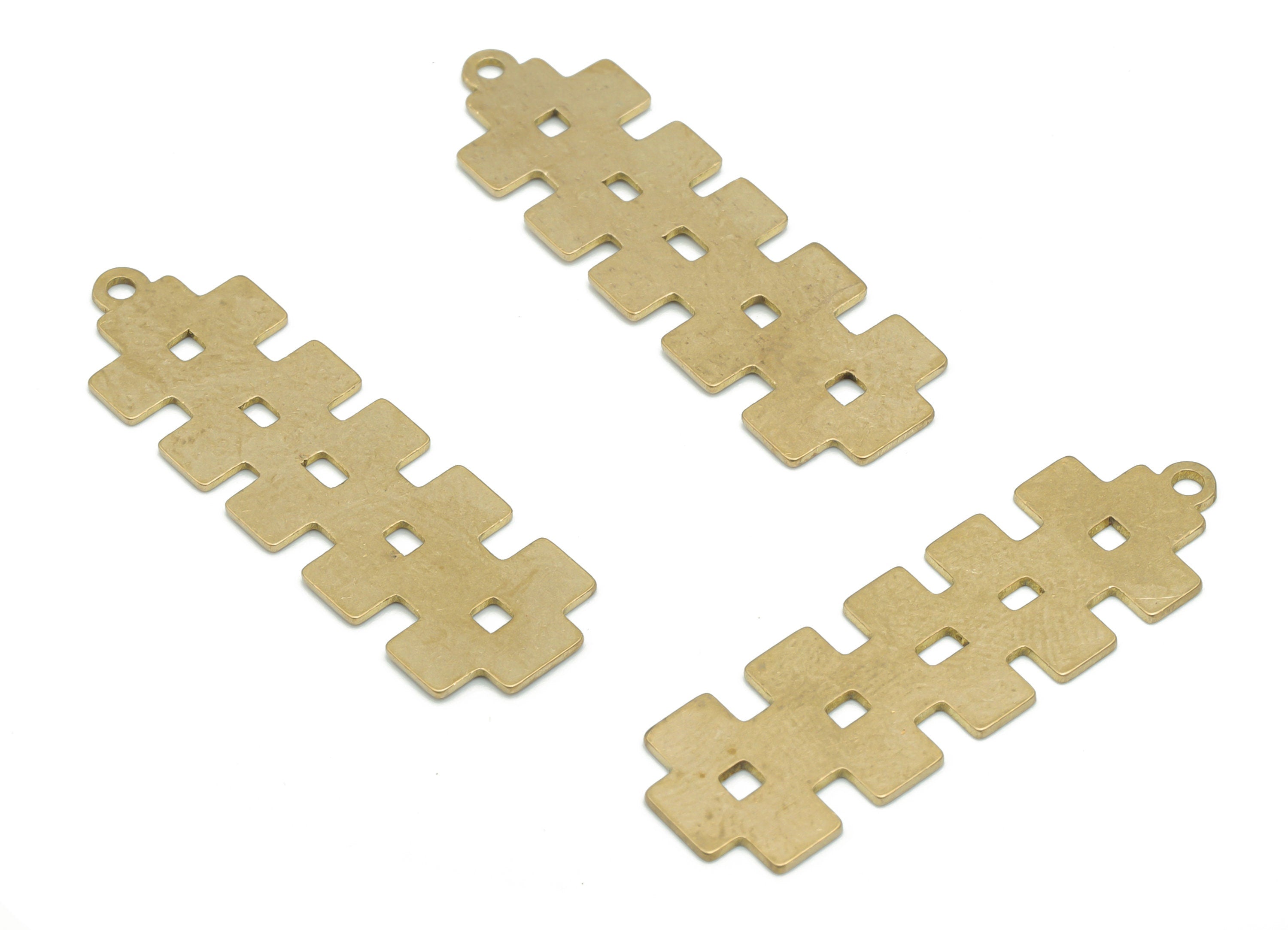 Brass Rectangle Long Bar Earring Charms - Raw Brass Rectangle Pendant - Jewelry Making Supplies - 35.82x11.05x0.66mm - PPA2517 - DOMEDBAZAAR