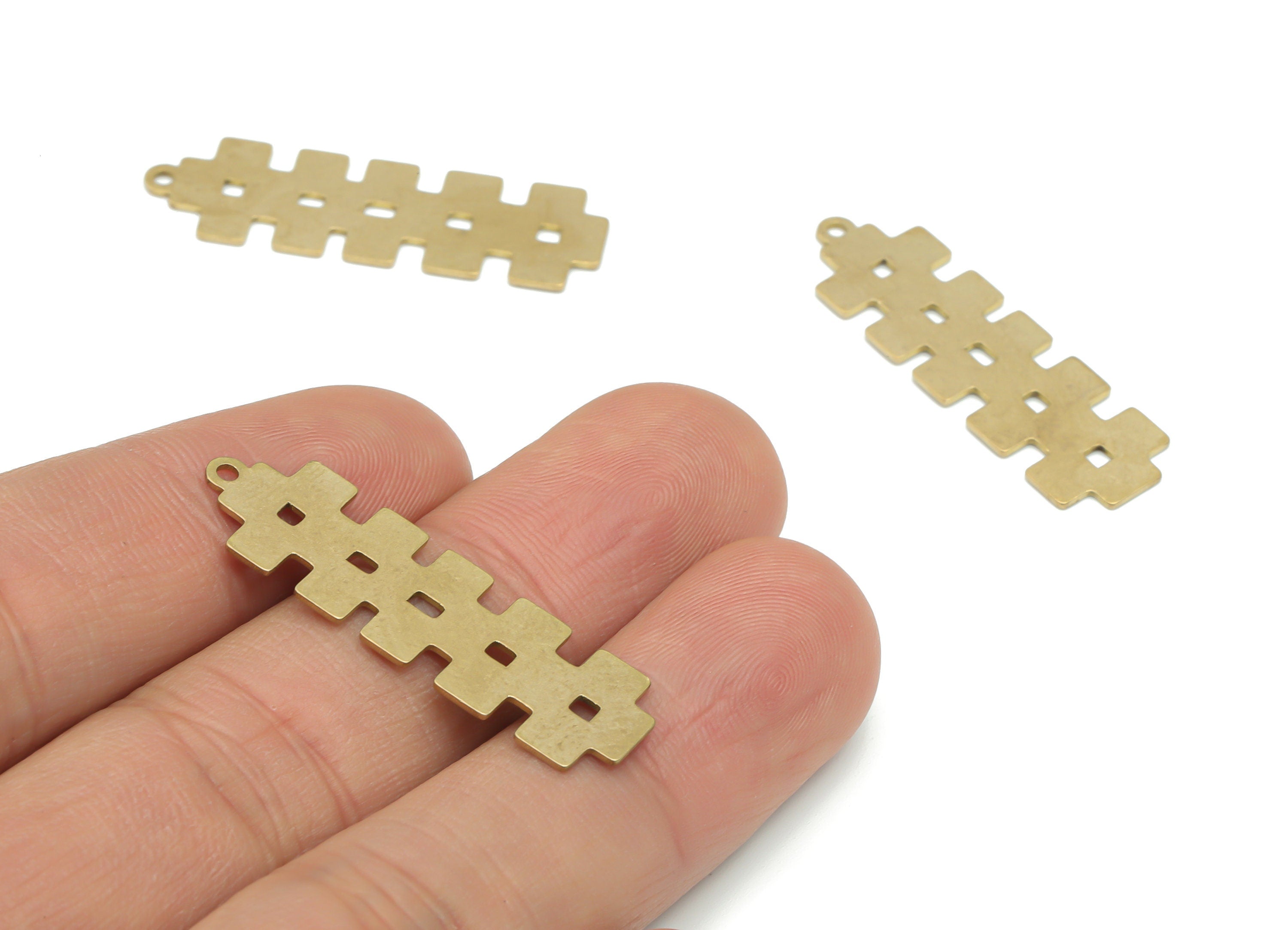 Brass Rectangle Long Bar Earring Charms - Raw Brass Rectangle Pendant - Jewelry Making Supplies - 35.82x11.05x0.66mm - PPA2517 - DOMEDBAZAAR