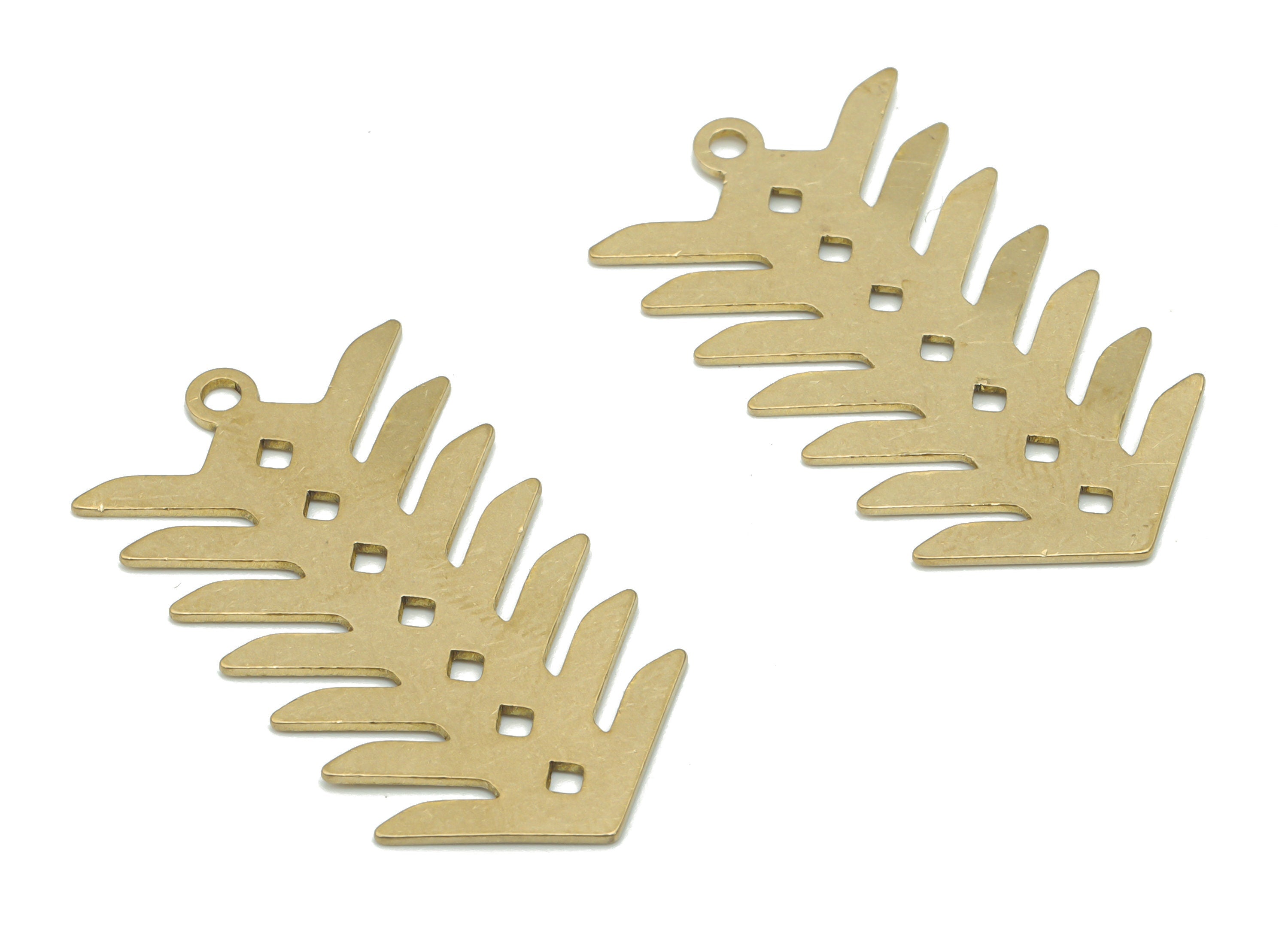 Brass Leaf Diamond Earring Charms - Raw Brass Rhombic Leaf Pendant - Jewelry Making Supplies - 35.61x19.4x0.68mm - PPA2497 - DOMEDBAZAAR