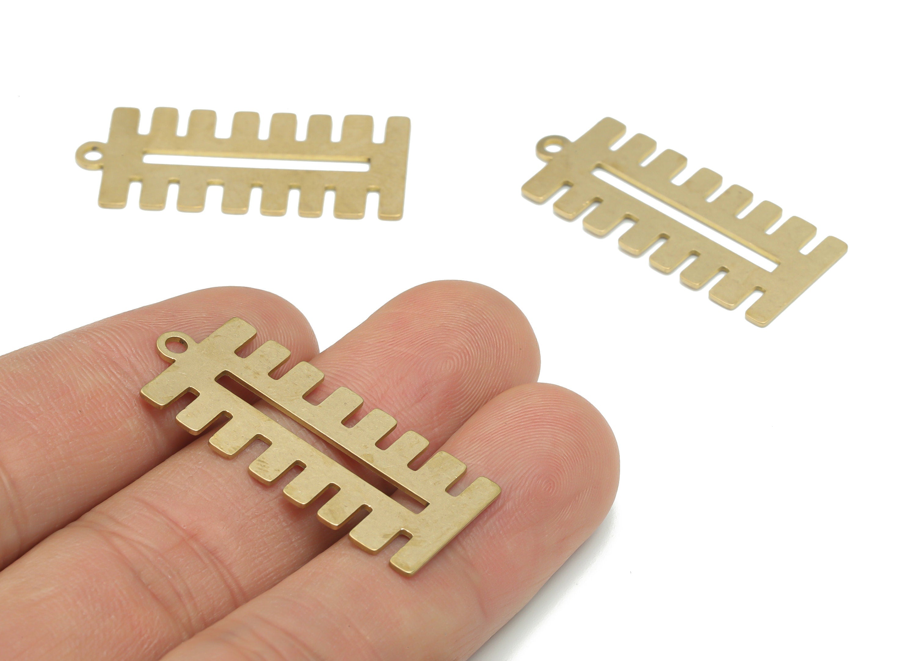 Brass Brush Rectangle Earring Charms - Raw Brass Rectangle Pendant - Jewelry Making Supplies - 35.8x15.3x0.68mm - PPA2522 - DOMEDBAZAAR
