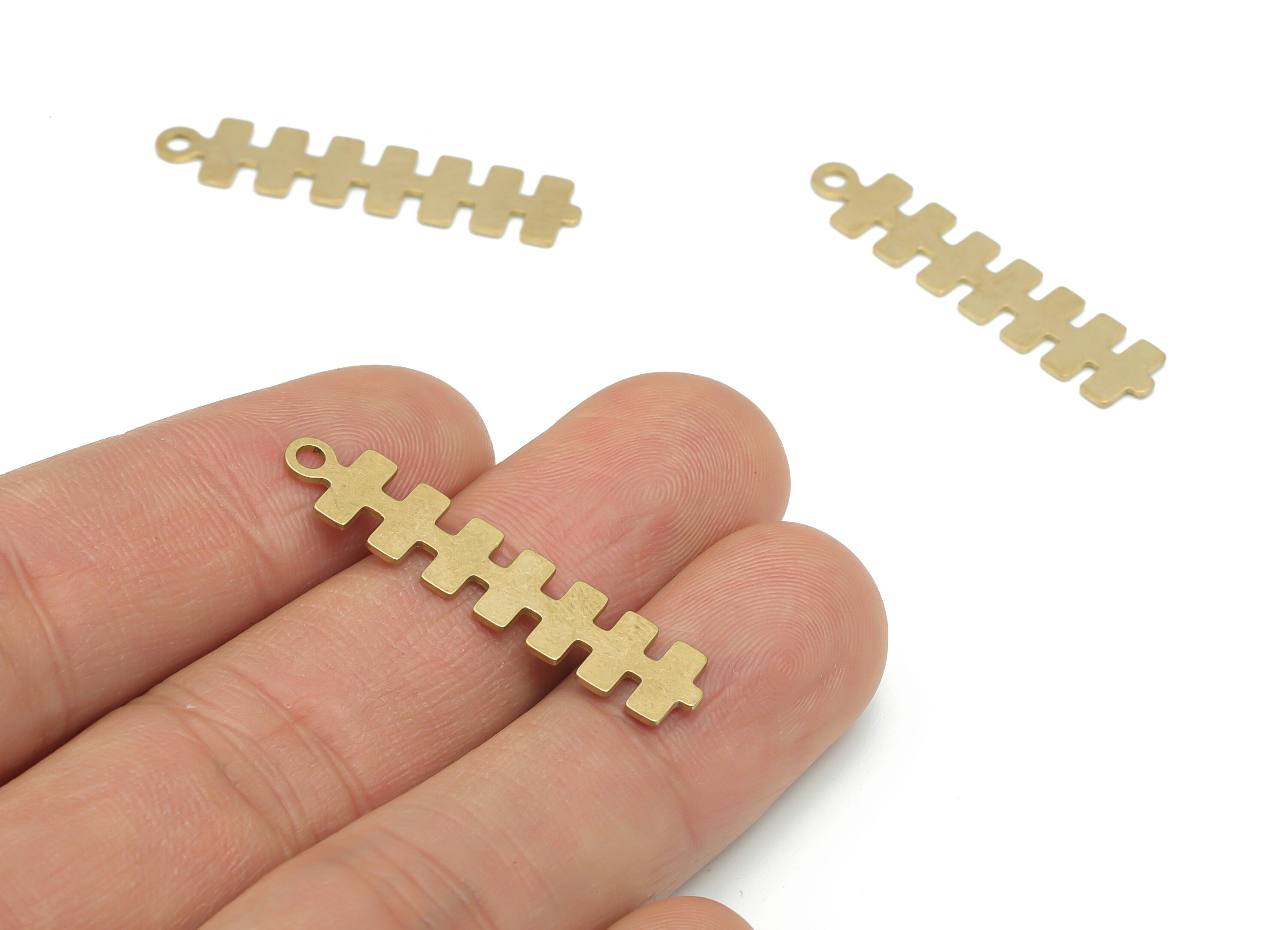 Brass H Rectangle Bar Earring Charms - Raw Brass Rectangle H Pendant - Jewelry Making Supplies - 34.94x7.47x0.61mm - PPA2539 - DOMEDBAZAAR