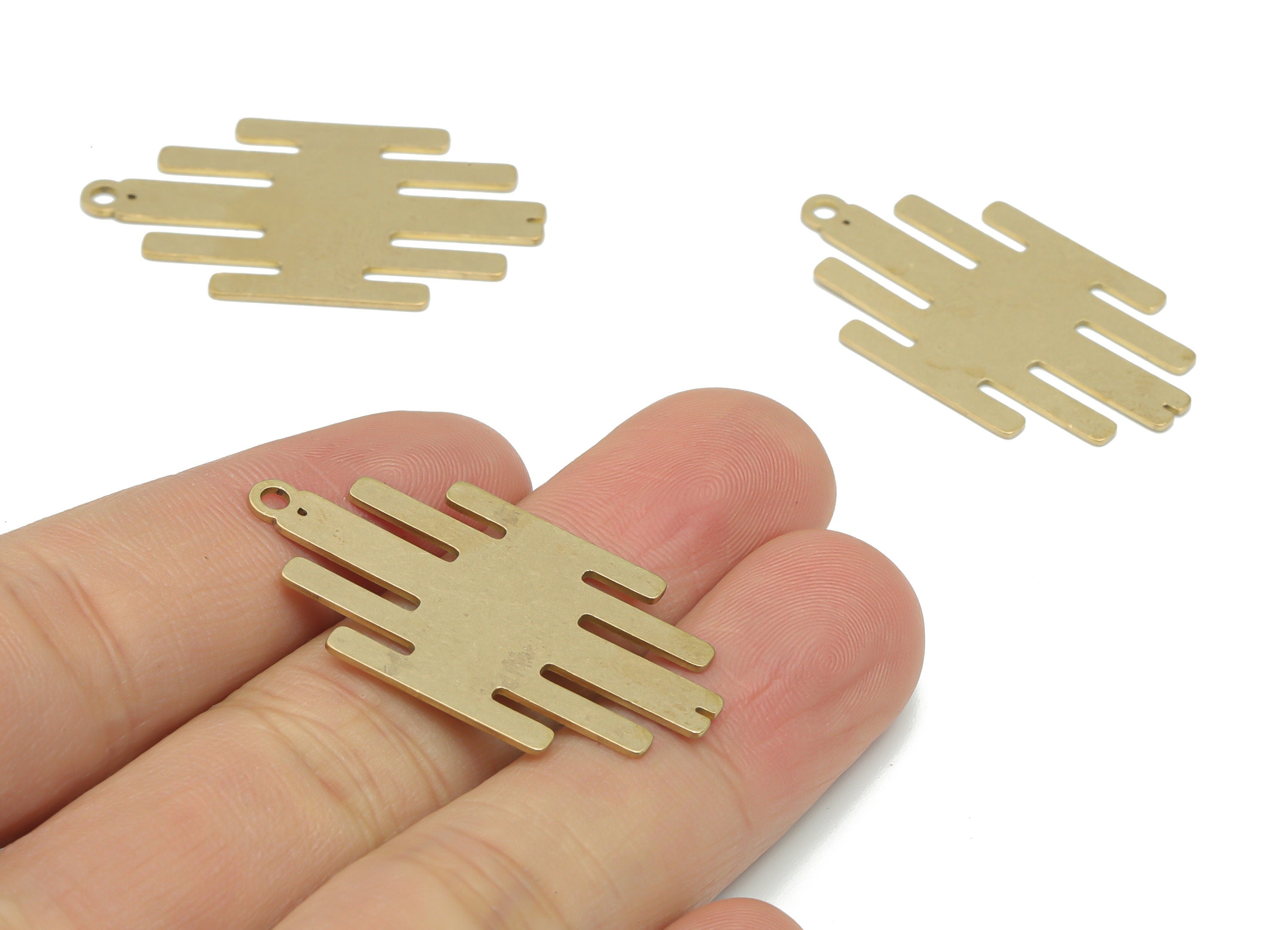 Brass Scribble Earring Charms - Raw Brass Scribble Pendant - DIY Jewelry Making Supplies - 37.85x20.98x0.64mm - PPA2519 - DOMEDBAZAAR