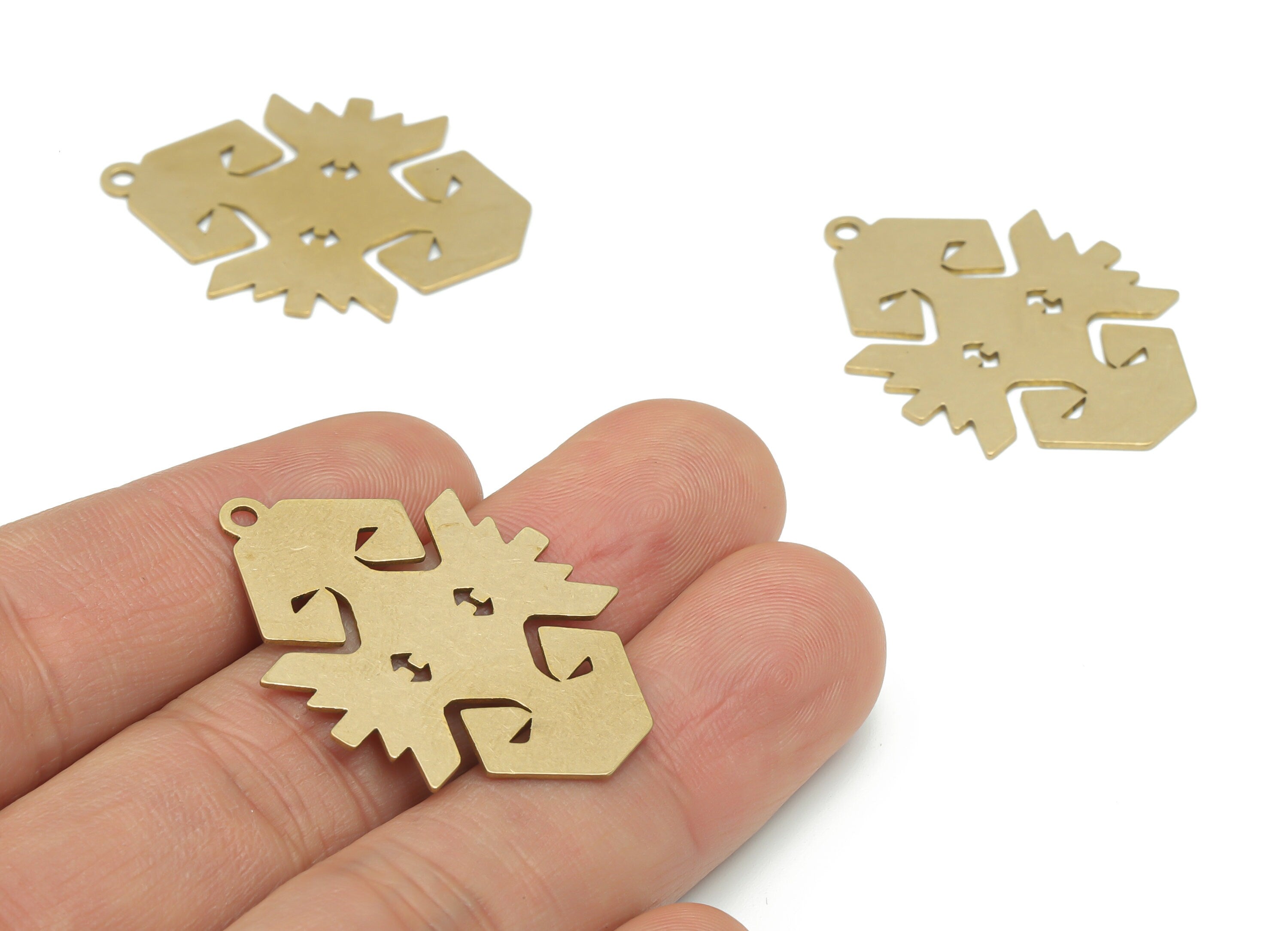 Brass Abstruct Diamond Arrow Earring Charms - Raw Brass Eagle Arrow Rhombic Pendant - Jewelry Making Supplies - 35.92x26x0.65mm - PPA2454 - DOMEDBAZAAR