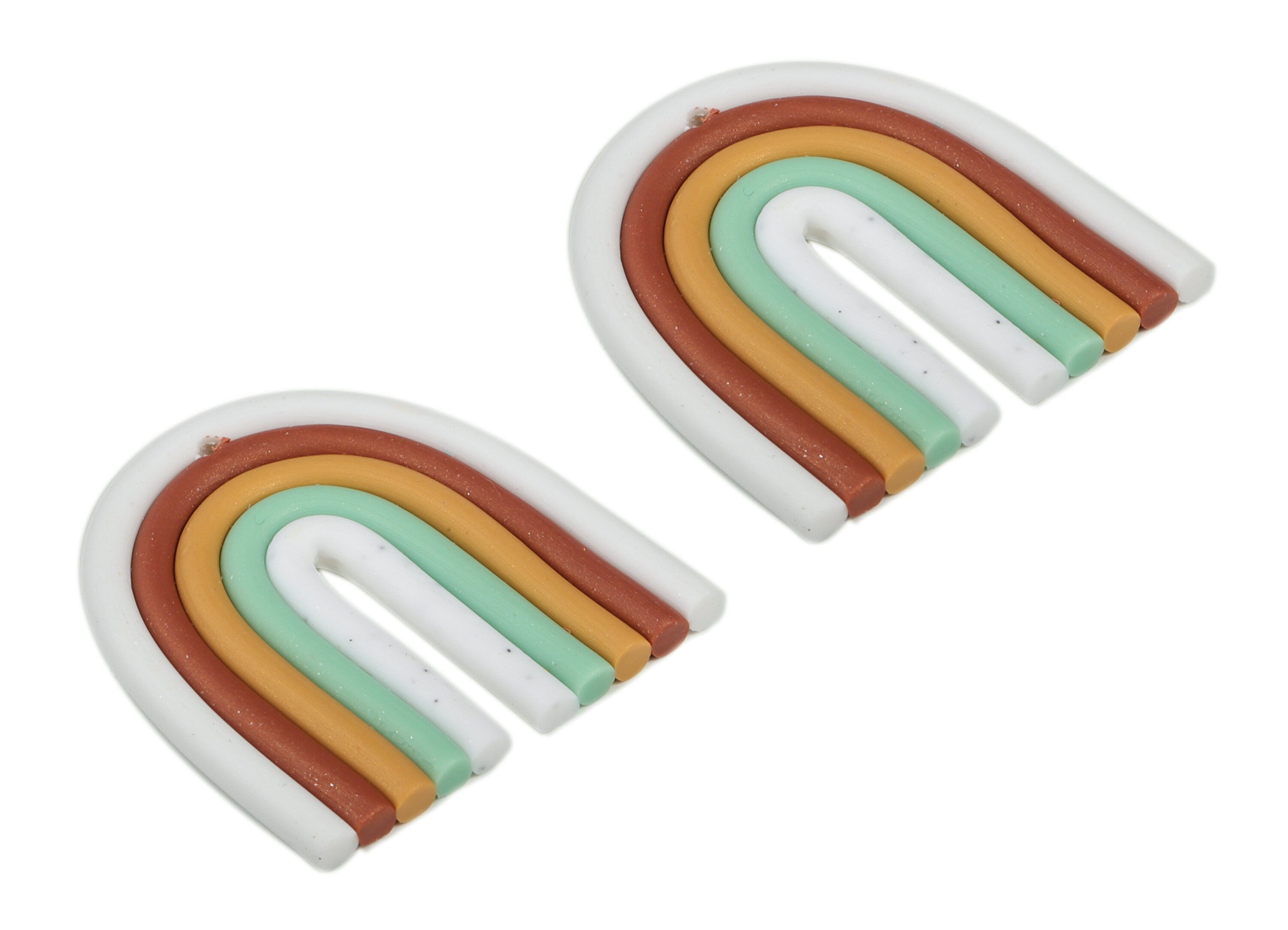PolymerClay Rainbow Earring Charms - PolymerClay Rainbow Pandant - Earring Findings - Jewelry Handmade - 38.43x38.74x3.52mm - PC2250D - DOMEDBAZAAR