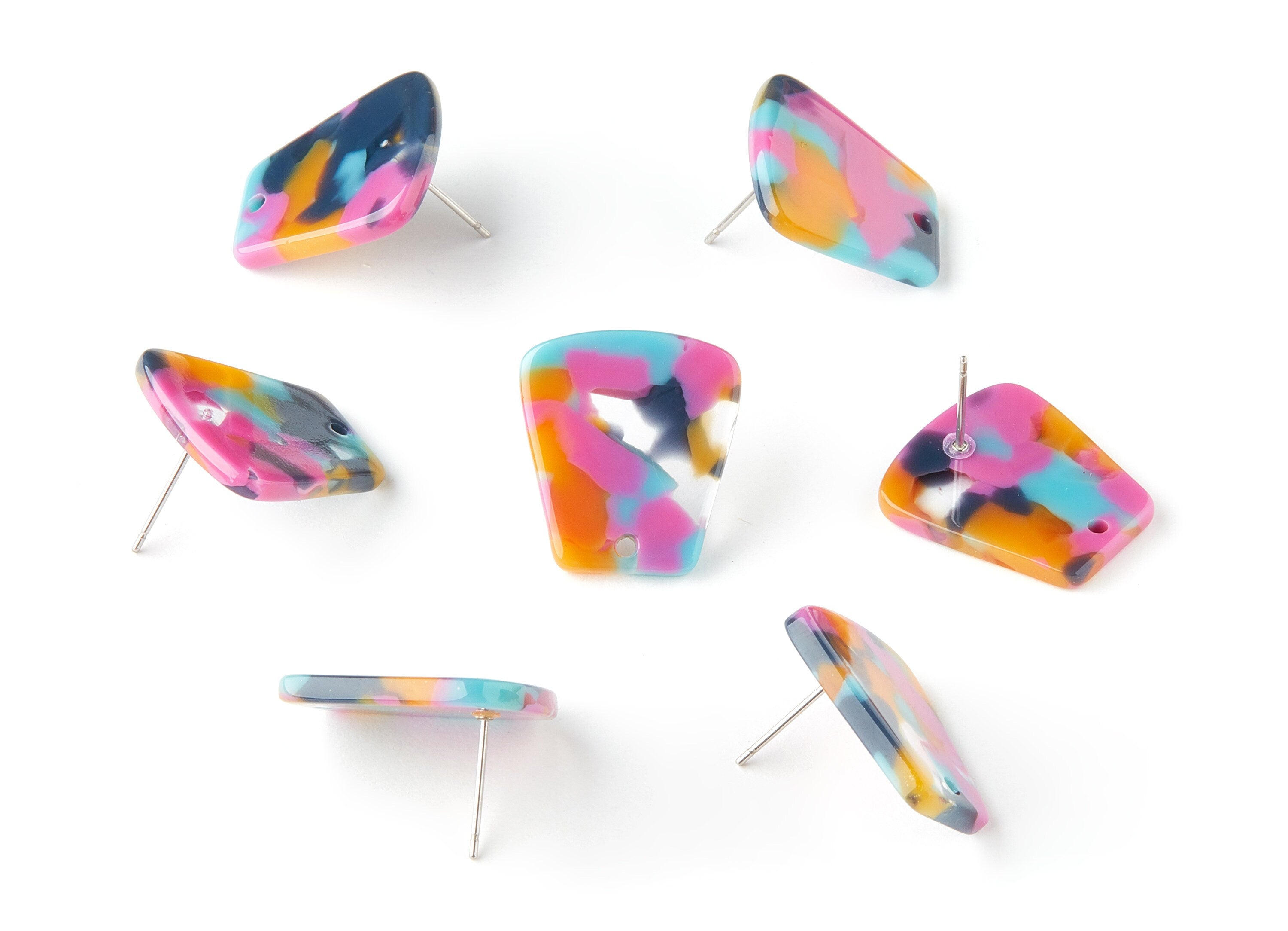 Acetate Trapezoid Earring Stud - Trapezoid Earring Post - Jewelry Making Supplies - Color Code: A258 - 20.9x18.78x2.48mm - AC1591-A258 - DOMEDBAZAAR