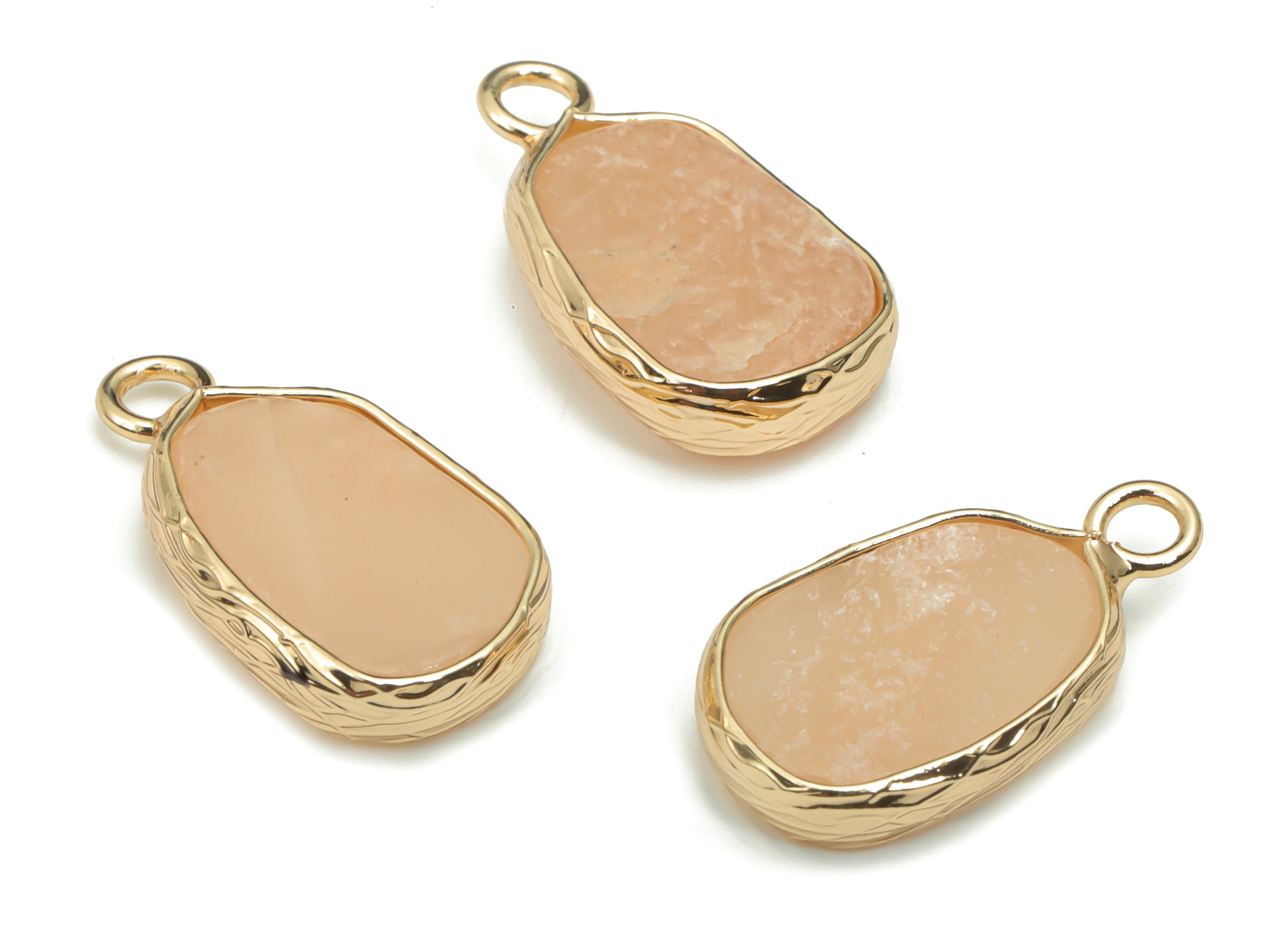 Imperial Topaz Crystal Natural Stone Earring Charms - Brass Irregular Pendant - Gold Tone Plated Brass – 19.82x11.53x3.55mm – NS1640E - DOMEDBAZAAR