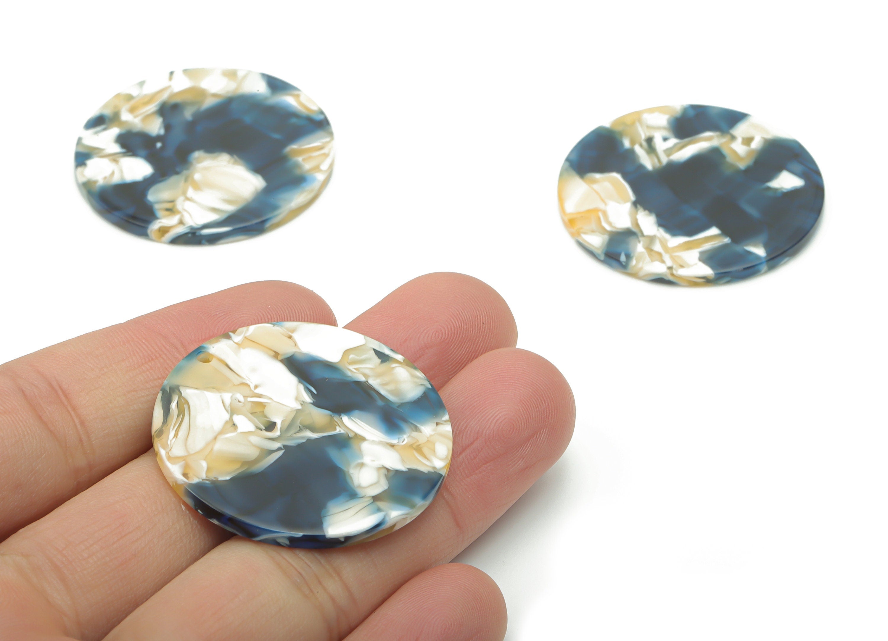 Acetate Round Charms - Coin Earrings and Pendant - Jewelry Making Supplies - Color Code:A27- 36.7x36.7x2.5mm - AC1549-A27 - DOMEDBAZAAR