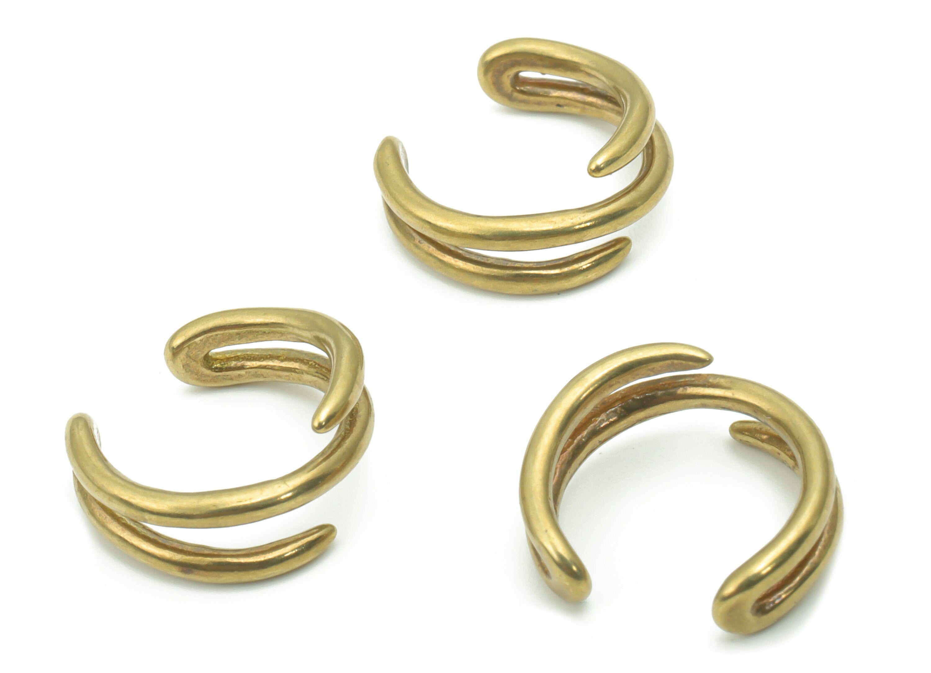 Raw Brass Minimal Edgy Ear Cuff - Brass Cuff Earrings - Cartilage Ear Cuff - No Piercing Ear Cuff - Jewelry Supplies -12.6x12.5x1.5mm-PP5183 - DOMEDBAZAAR