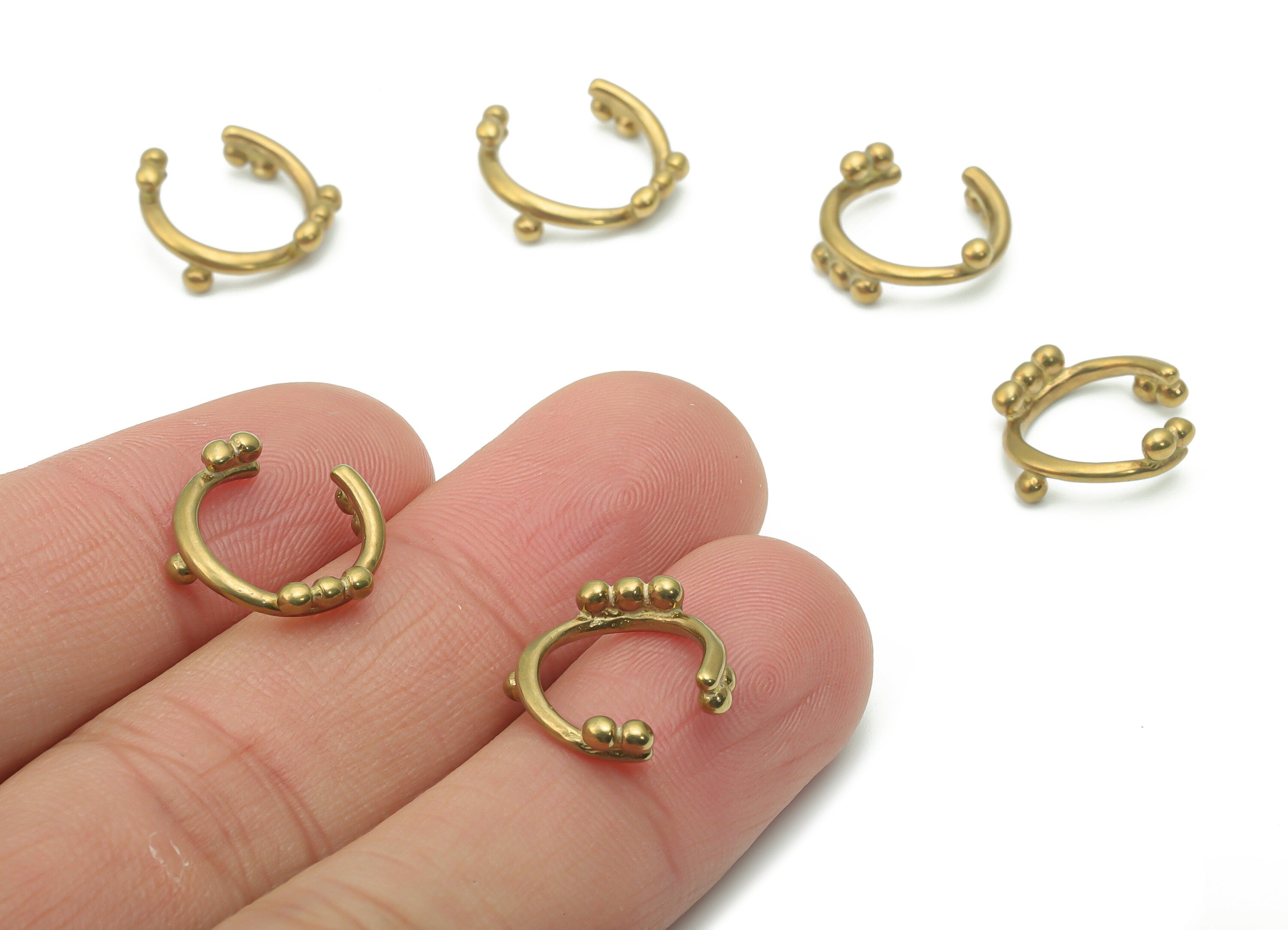 Raw Brass Beads Ear Cuff - Brass Cuff Earrings - Cartilage Ear Cuff - No Piercing Ear Cuff - Jewelry Supplies - 13.78x13.45x2.15mm - PP5188 - DOMEDBAZAAR