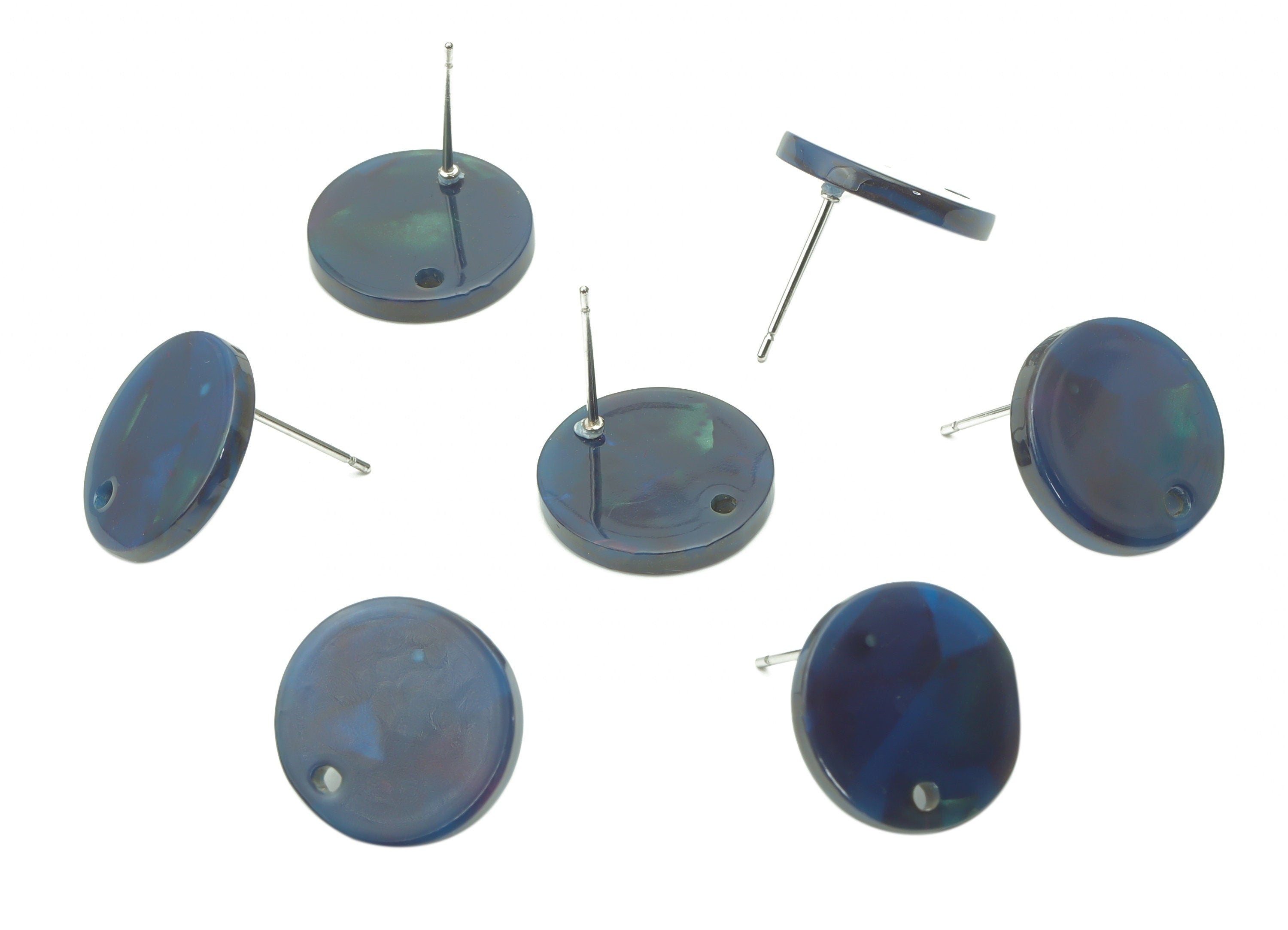 Acetate Round Earring Stud - Acetate Circle Earring Post - Earring Post - Jewelry Supplies - Color Code: A391 - 15x15x2.5mm - AC1672-A391 - DOMEDBAZAAR