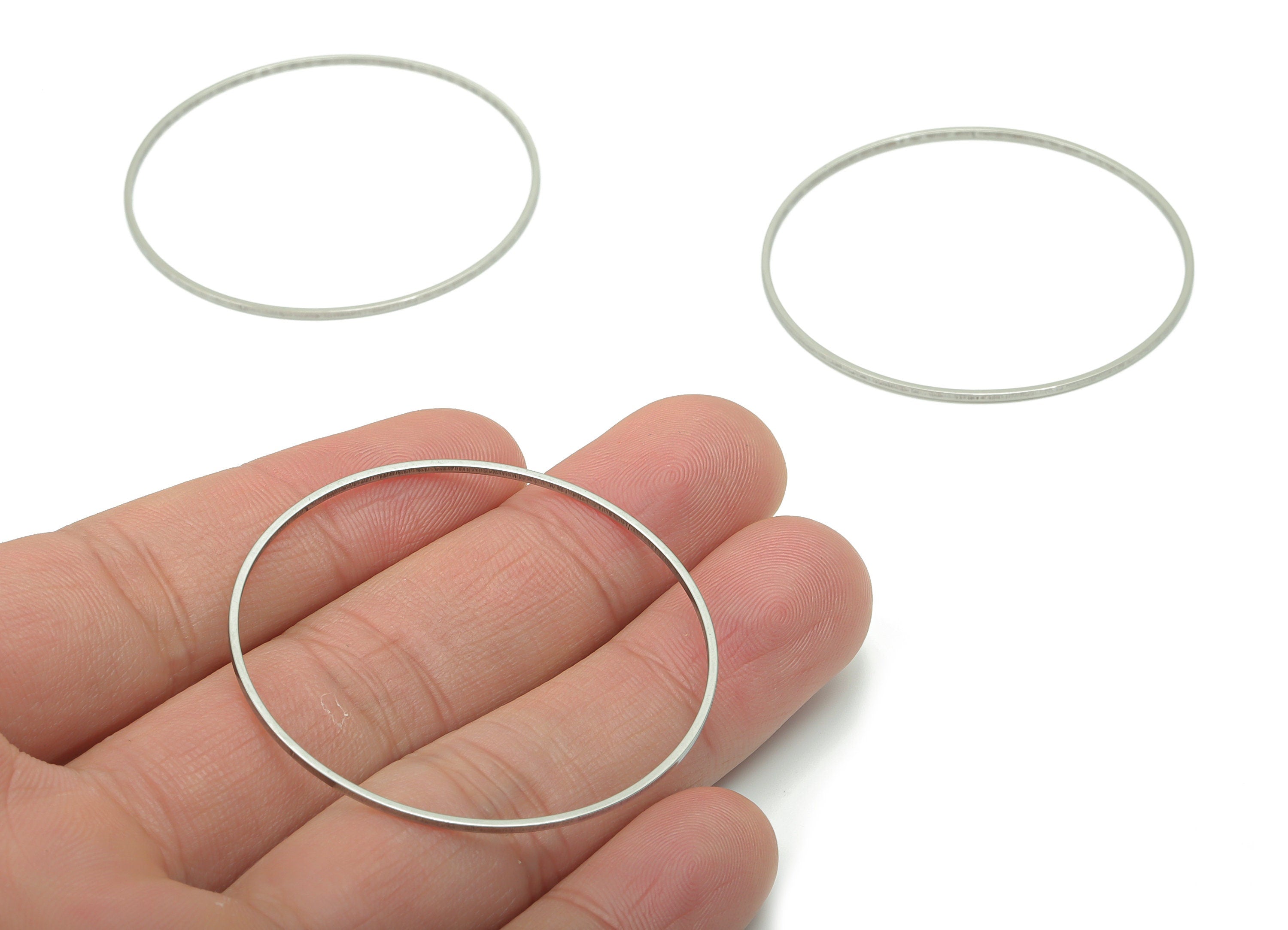 Stainless Steel 201 Round Hoop Connector - 45*1*1mm - Stainless Steel 201 Circle Ring Links - Jewelry Supplies - 44.95x44.95x1mm - SS1367-45 - DOMEDBAZAAR