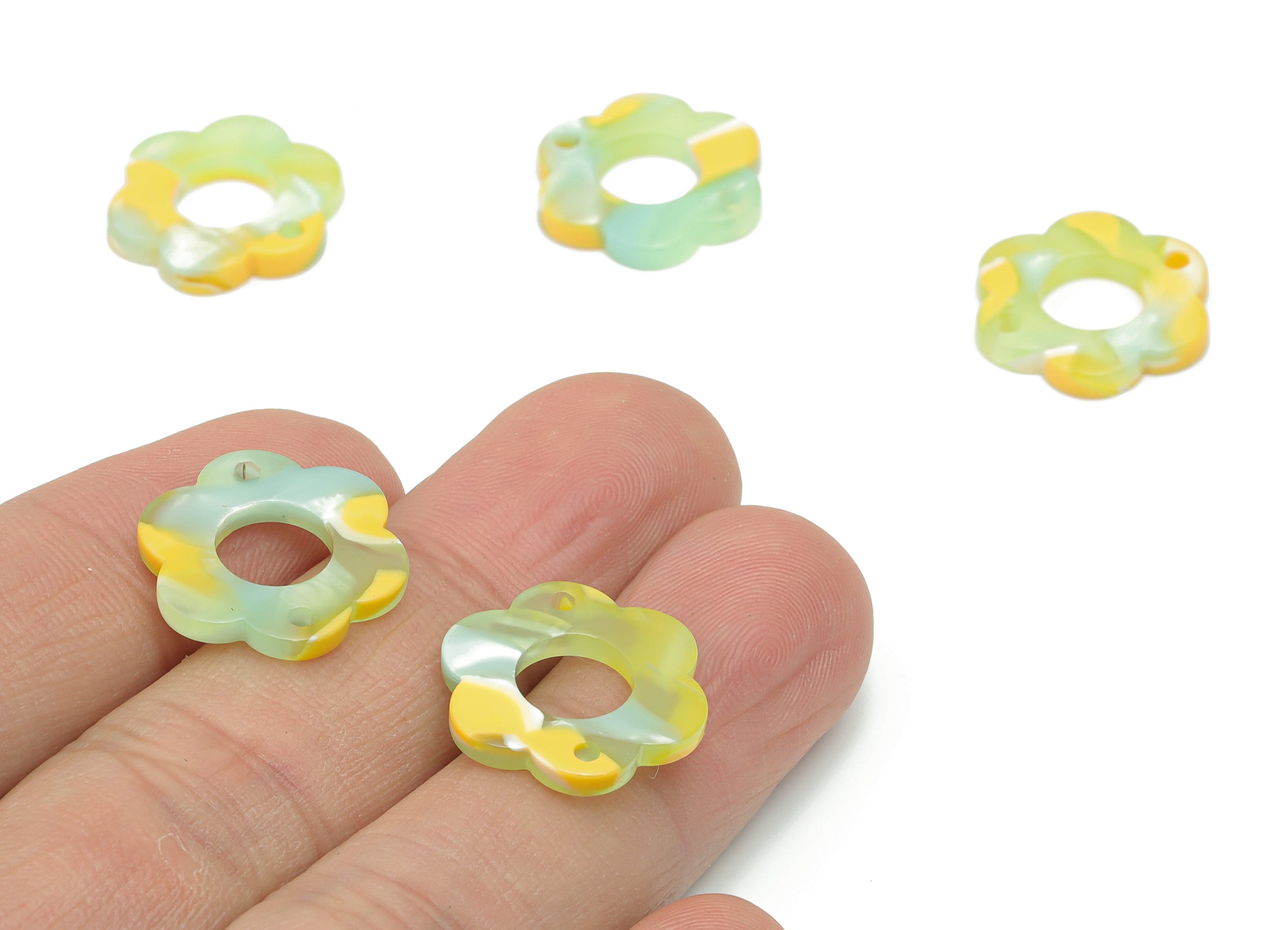 Acrylic Flower Earring Connectors - Acrylic Flower Hoop Pendant - Jewelry Supplies - Color Code: A798 - 17.88x16.5x2.93mm - AC2399-A798-A - DOMEDBAZAAR