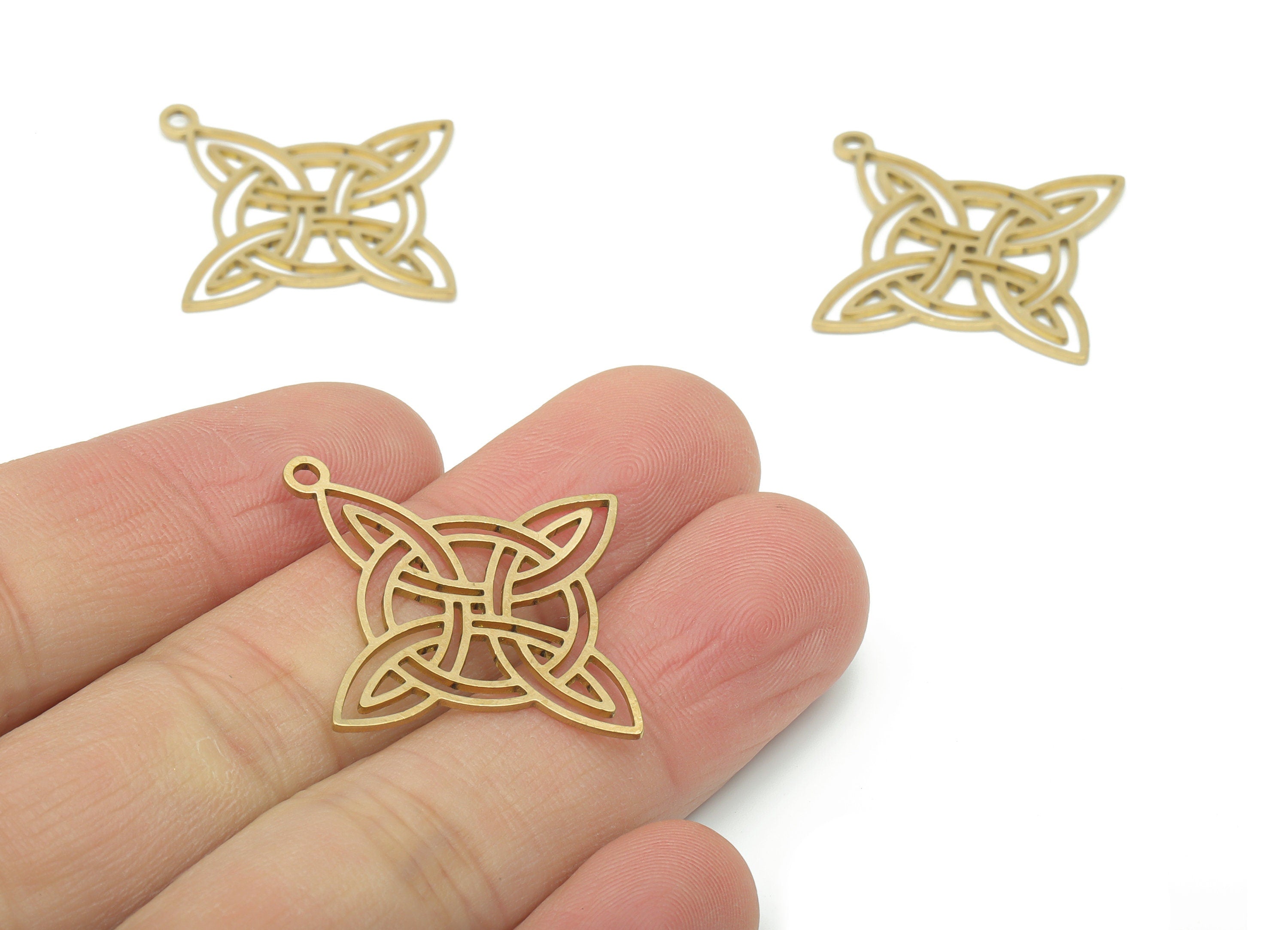Brass Planet Round Earring Charms - Raw Brass Marquises Flower Star Circle Pendant - DIY Jewelry Making Supplies - 34.77x32x0.78mm - PPA2774 - DOMEDBAZAAR