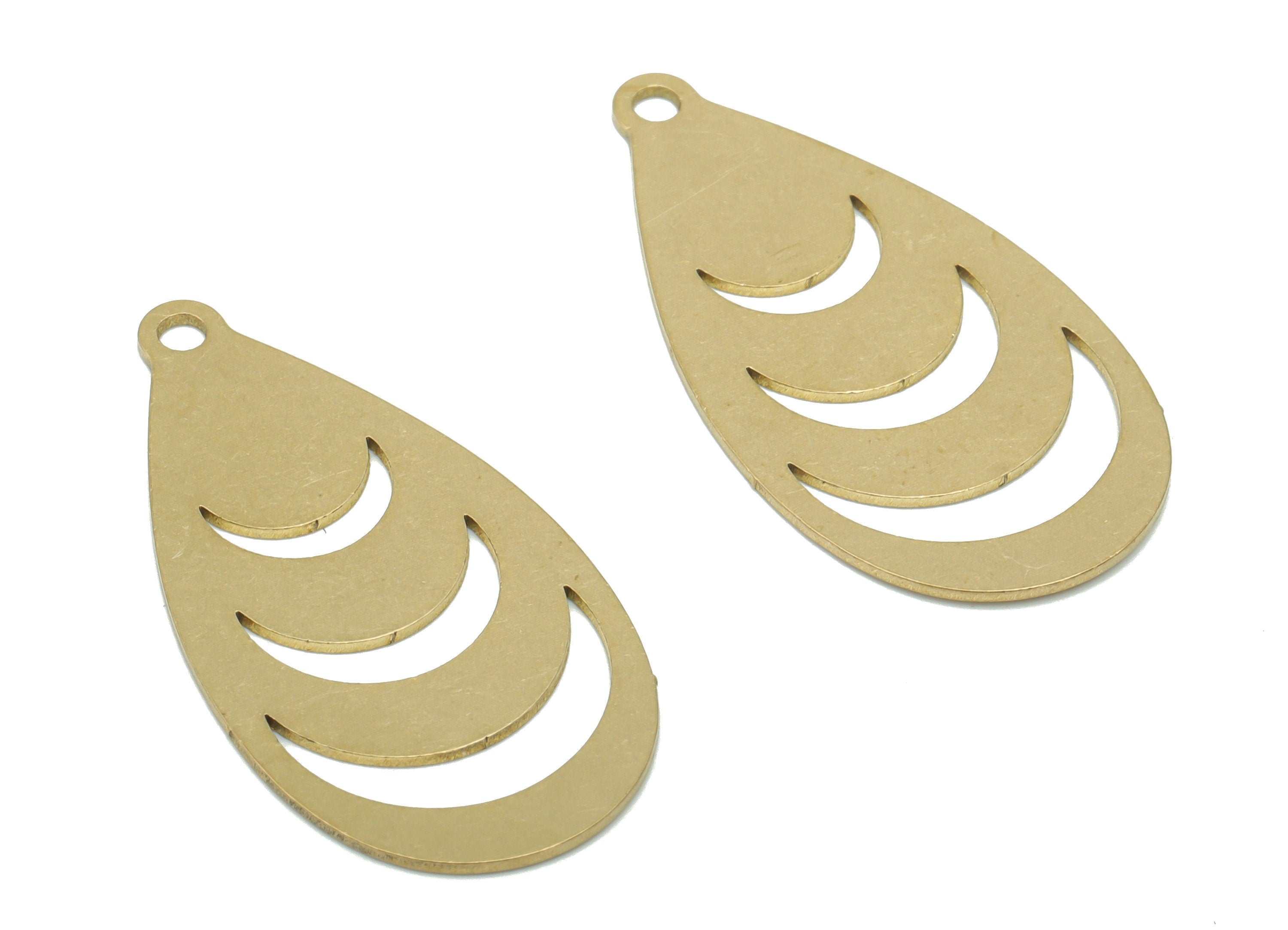 Brass Drop Crescent Earring Charms - Raw Brass Moon Teardrop Pendant - DIY Jewelry Making Supplies - 34.74x17.65x0.66mm - PPA2858 - DOMEDBAZAAR