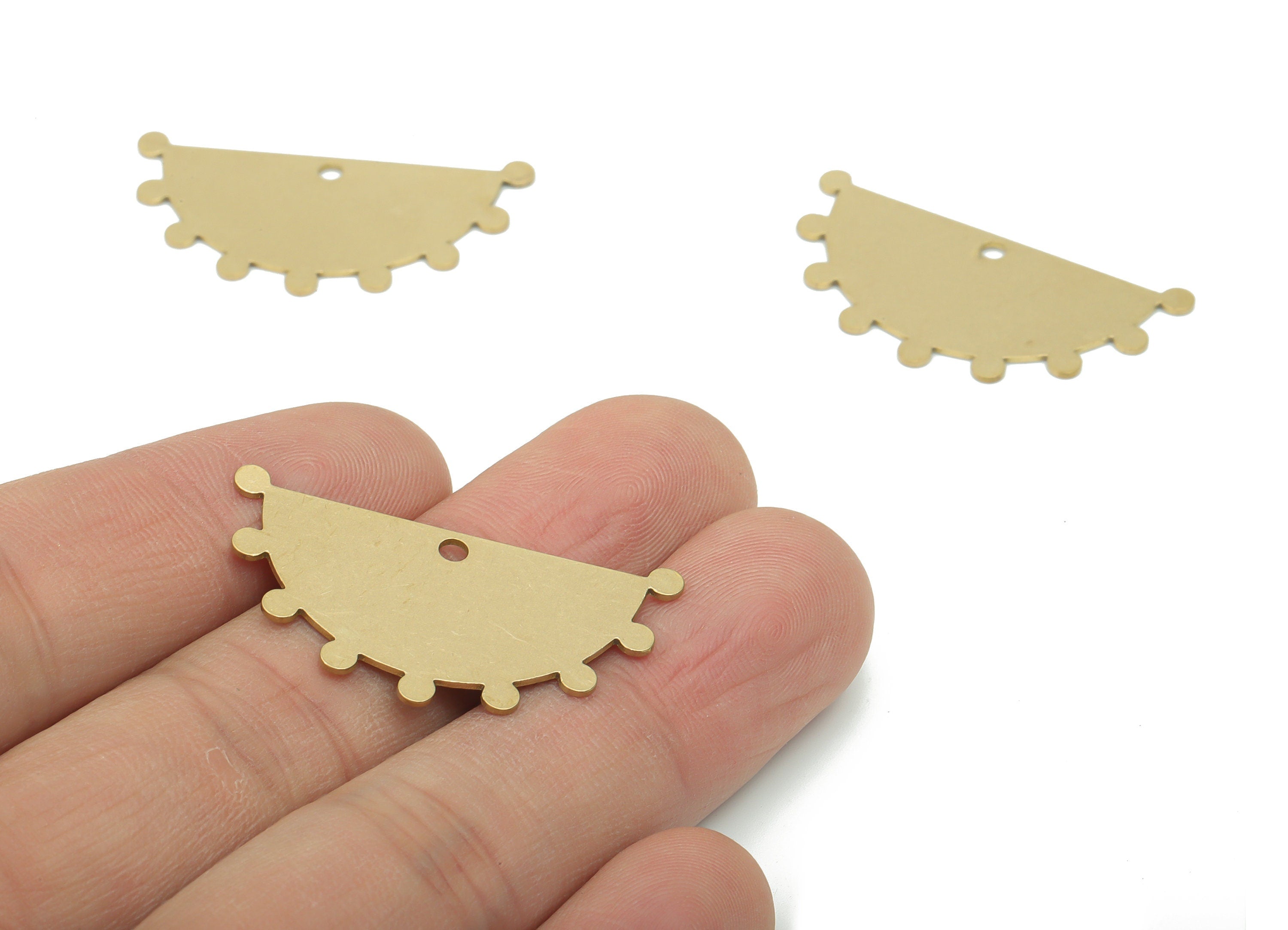 Personalized stamping blank - Brass Beads Semicircle Charms - Raw Brass Half Moon Pendant - Jewelry Supplies - 34.8x17.51x0.65mm - PPA2800 - DOMEDBAZAAR