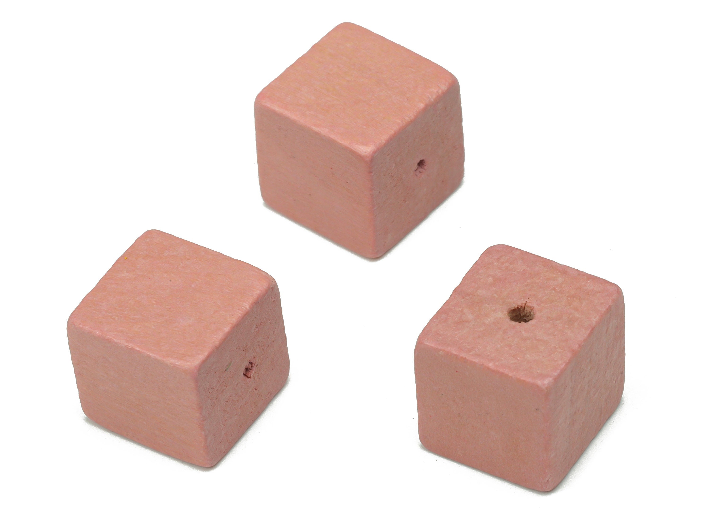 Hemu Wood Cube Spacer Beads - Pink Wooden Square Earring Connector - DIY Jewelry Making Supplies - 12.03x12.03x11.55mm - BB1180B - DOMEDBAZAAR