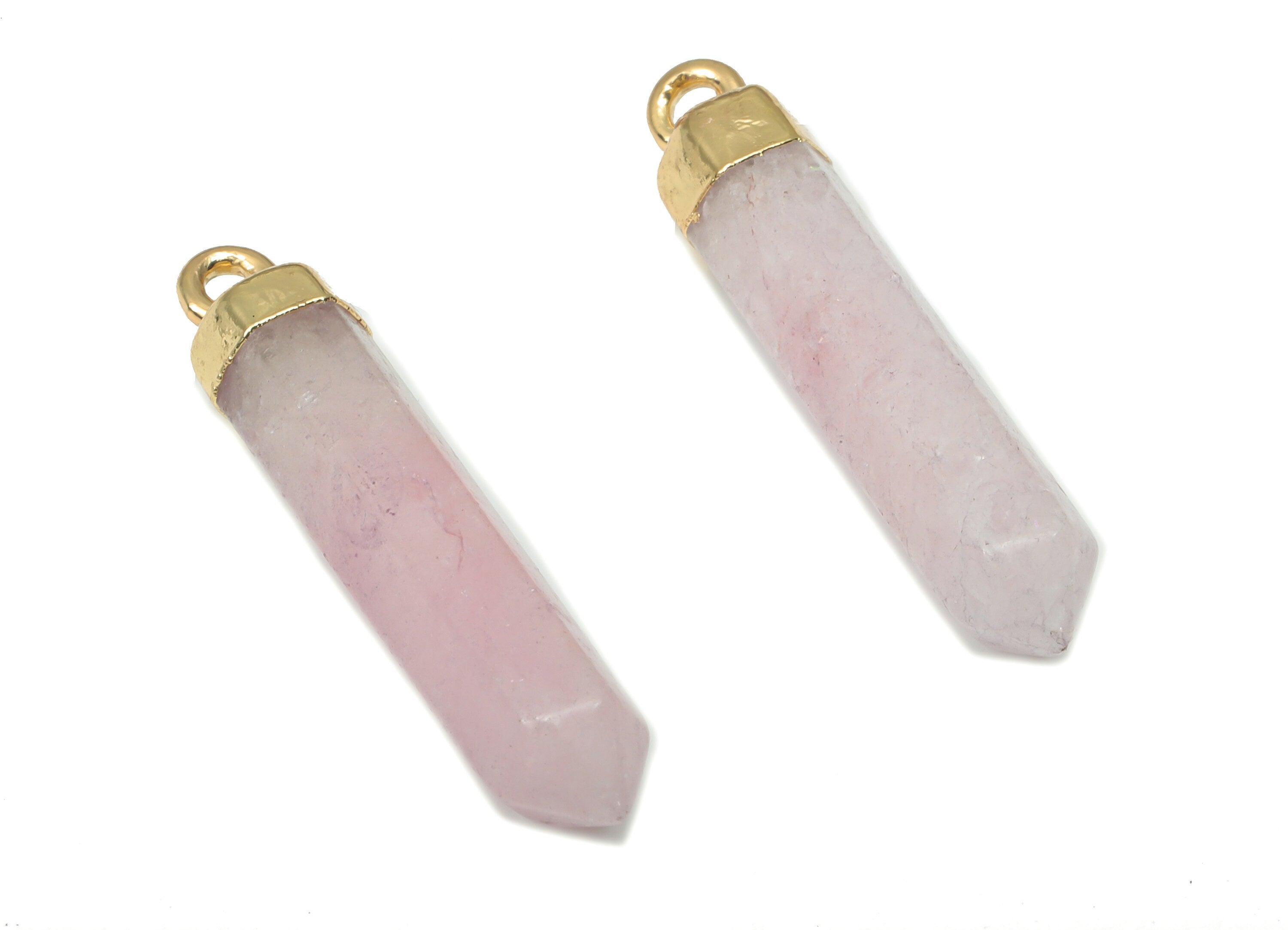 Purple Jade Spike Earring Charms - Iron Long Tower Pendant - Gold Tone Plated Iron – Jewelry Making Supplies - 31.7x5.68x5.68mm – NS1763E - DOMEDBAZAAR